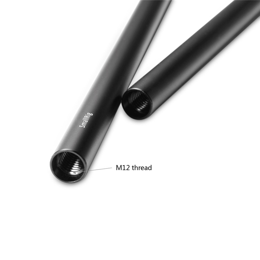 SmallRig 2pcs 15mm Black Aluminum Alloy Rod(M12-30cm) 12inch 1053