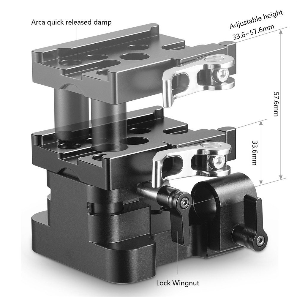 SmallRig Universal 15mm Rail Support System Baseplate (QR Plate Excluded) 2145B