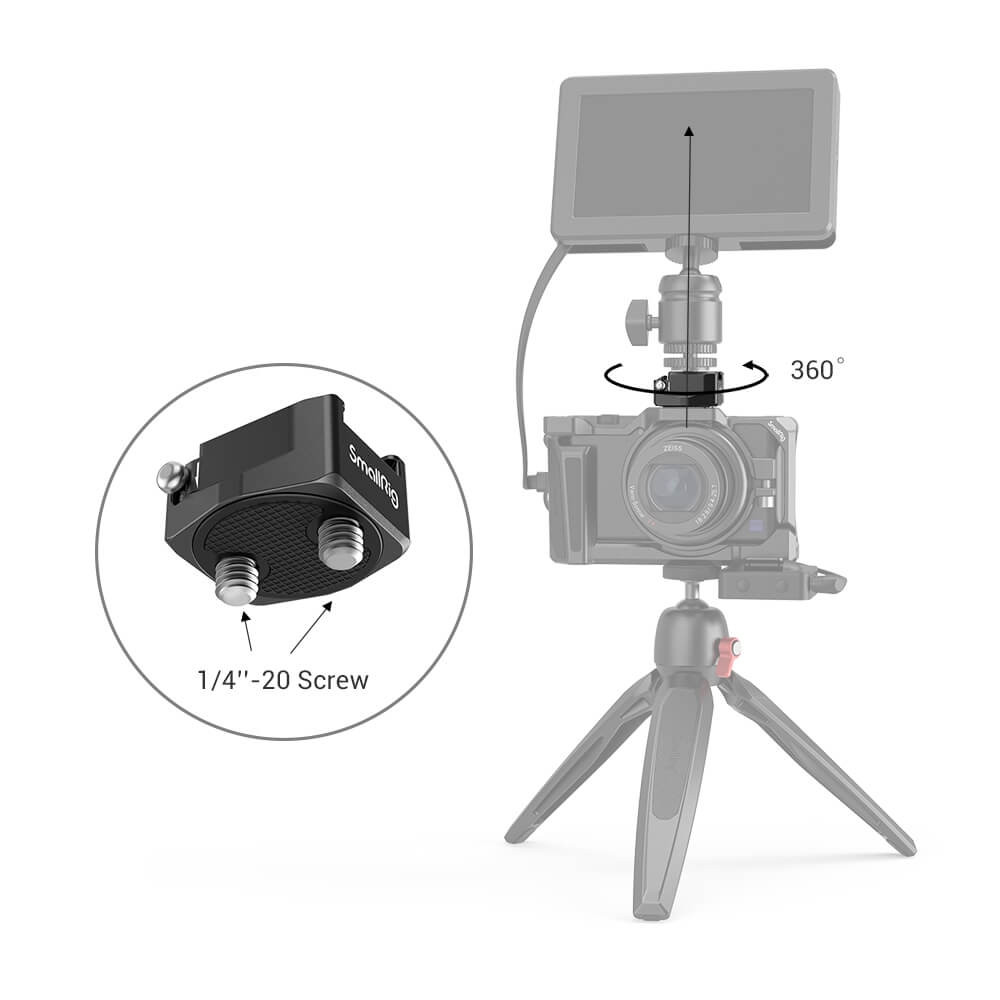 SmallRig Rotatable Cold Shoe Mount Adapter (Two 1/4"-20 Screws)2819