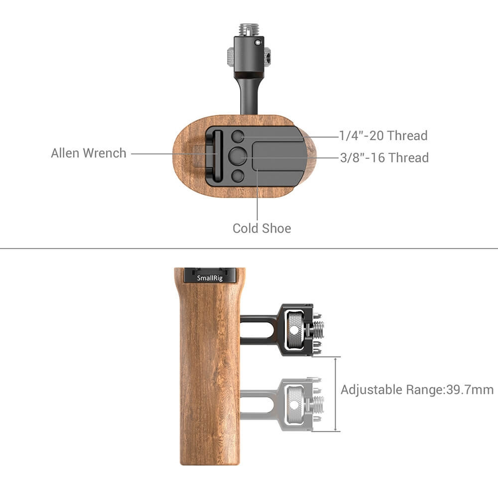 SmallRig Wood Side Handle with ARRI-Style Mount 2836