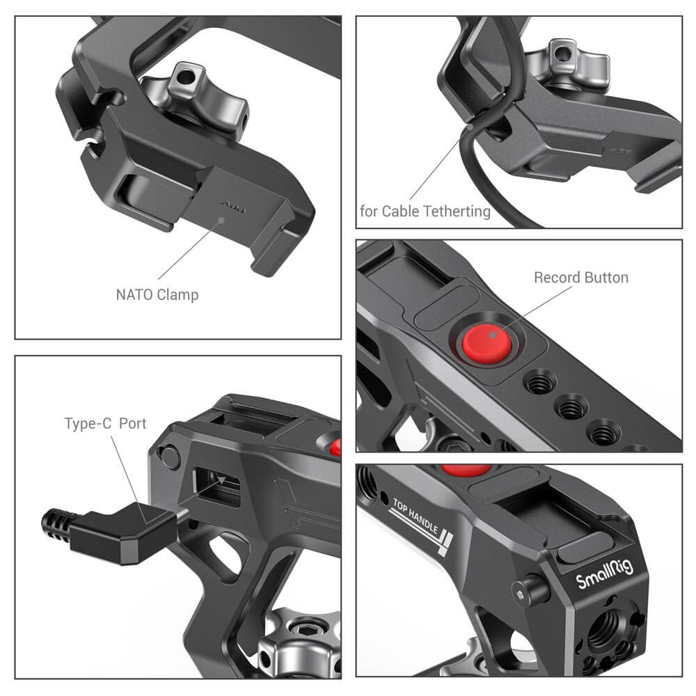 SmallRig NATO Top Handle with Record Start/Stop Remote Trigger for Panasonic and Fujifilm Mirrorless Cameras 2880B