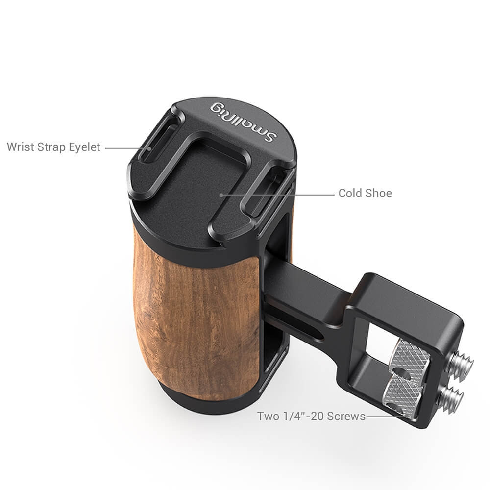 Lightweight  Adjustable SmallRig 2913 Wooden Mini Side Handle 1/4”-20 Screws 