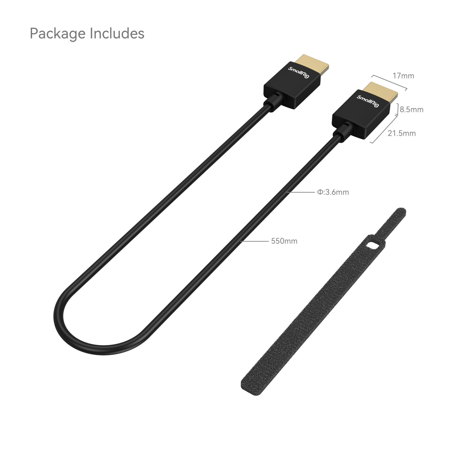 SmallRig Ultra-Slim 4K HDMI Data Cable (A to A) (55cm) 2957B