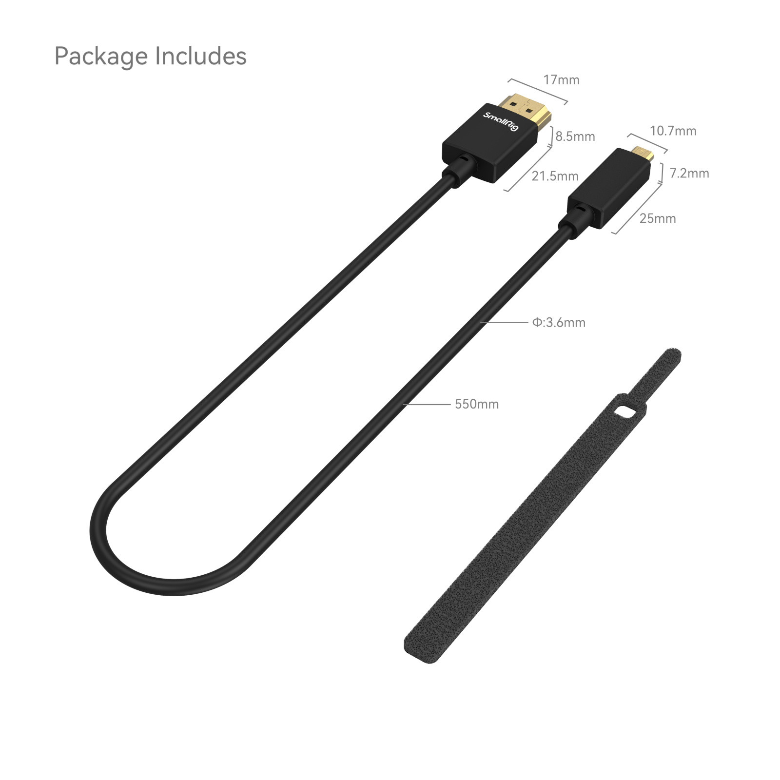 SmallRig Ultra-Slim 4K HDMI Data Cable (D to A) (55cm) 3043B