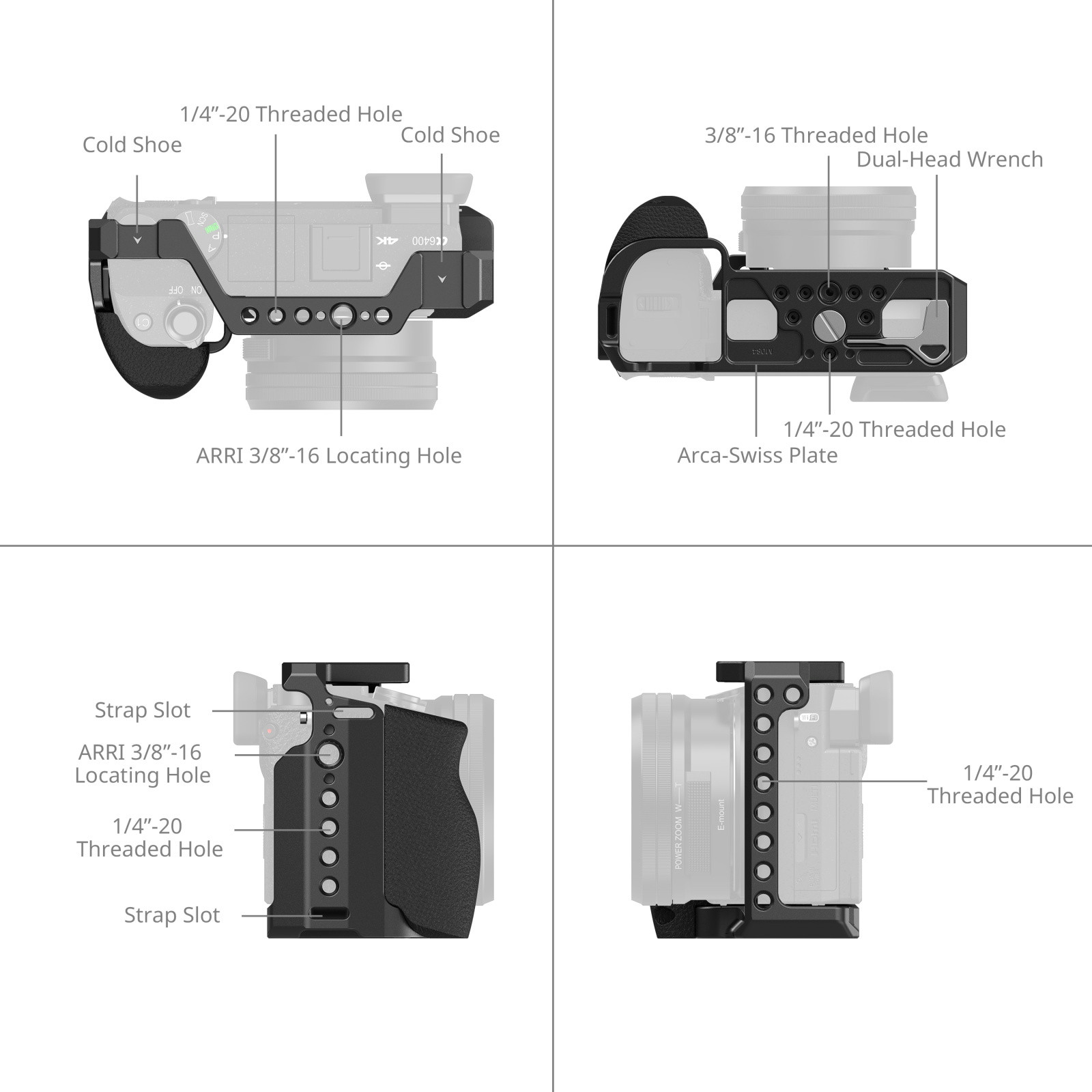 SmallRig Cage with Silicone Handle for Sony A6100 / A6300 / A6400 3164B