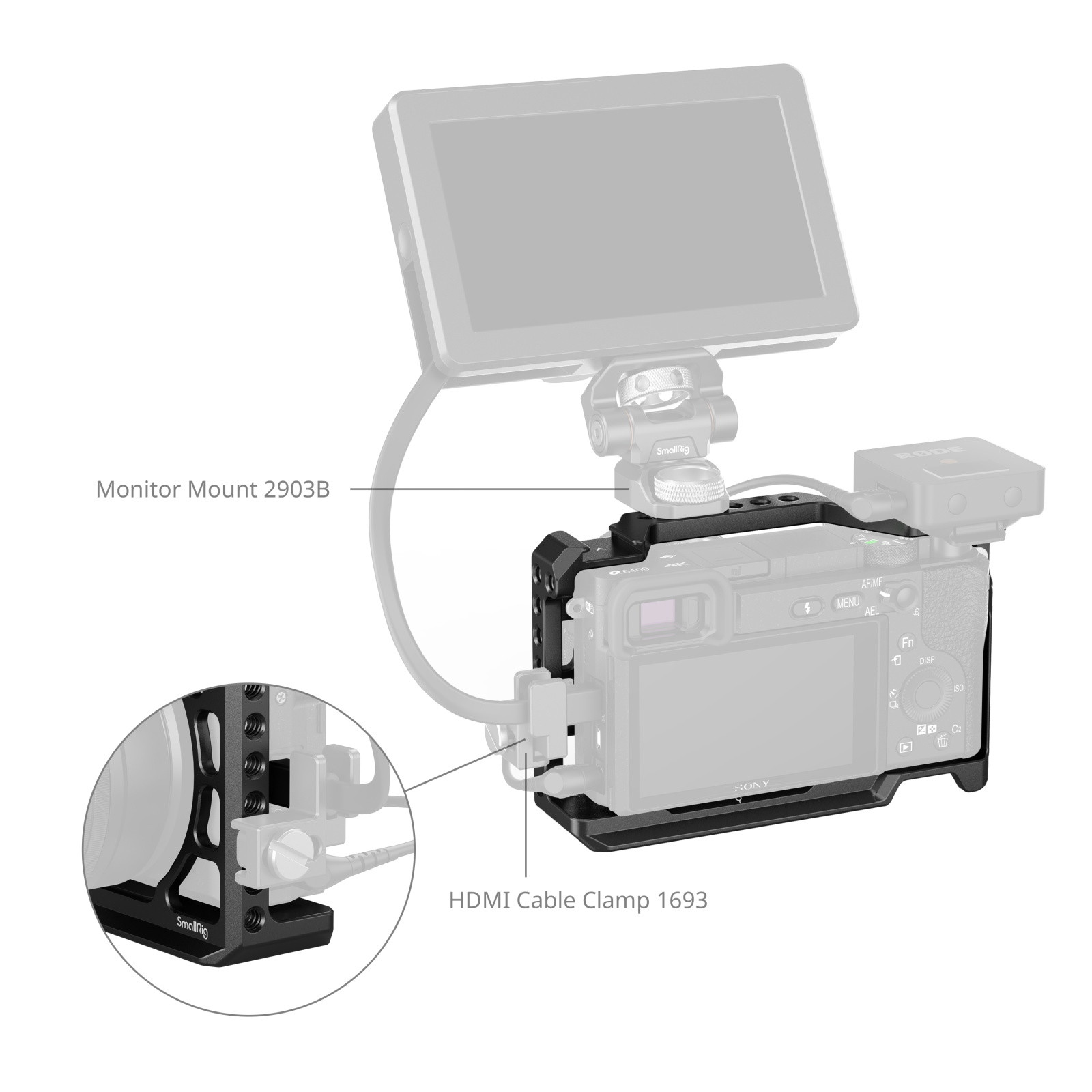 SmallRig Cage with Silicone Handle for Sony A6100 / A6300 / A6400 3164B