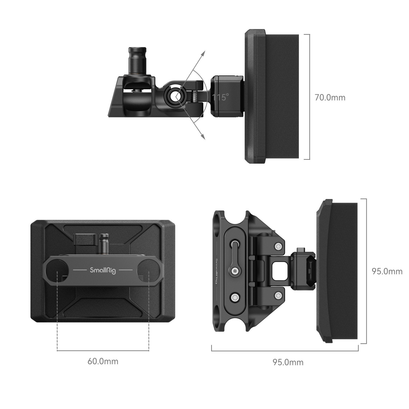SmallRig Multi-Adjustable Chest Pad Mount Plate with Rod Clamp MD3183B