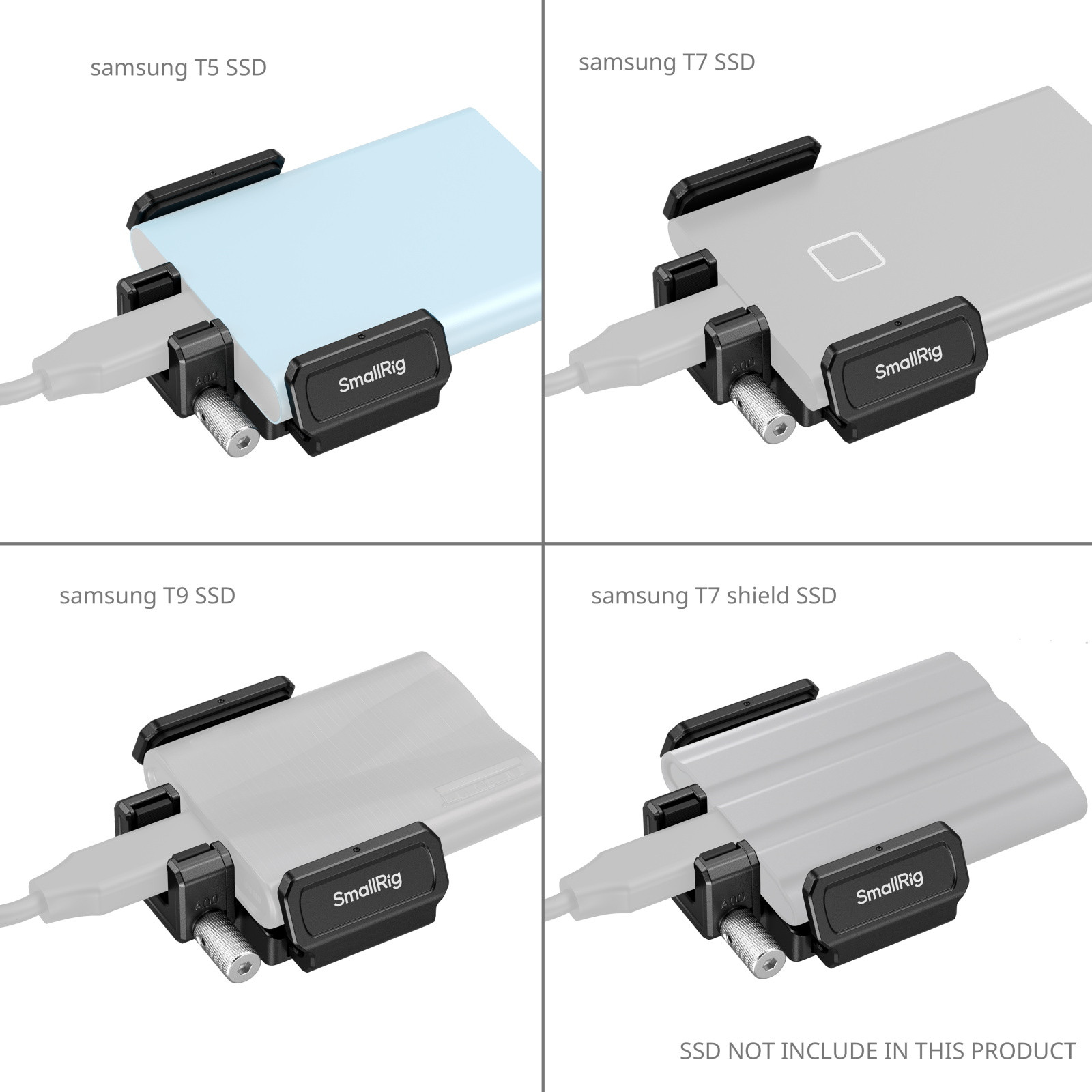 SmallRig SSD Clamp for Cage for Blackmagic Design Cinema Camera 6K with Samsung T5 / T7 / T7 Shield / T9 3272B