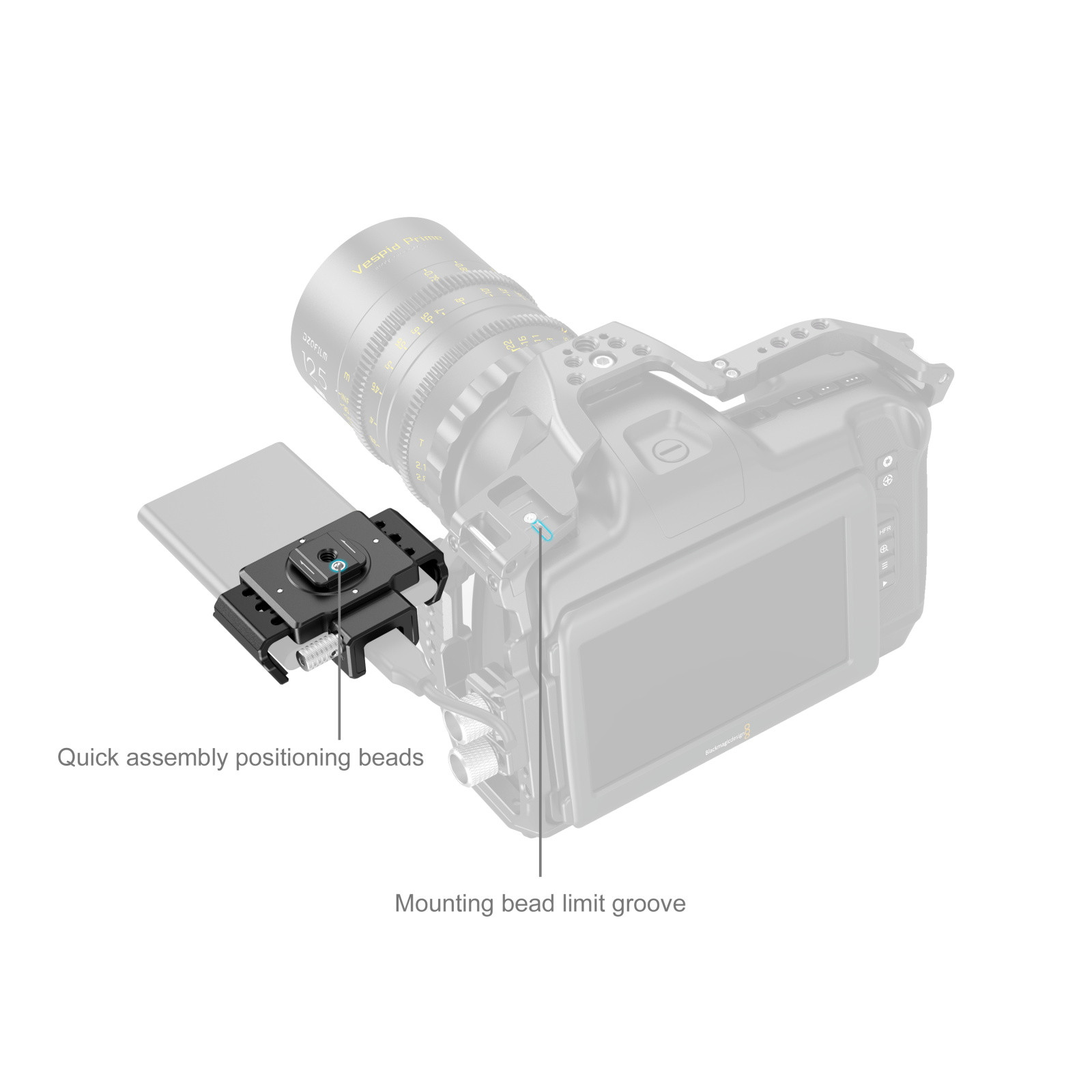 SmallRig SSD Clamp for Cage for Blackmagic Design Cinema Camera 6K with Samsung T5 / T7 / T7 Shield / T9 3272B