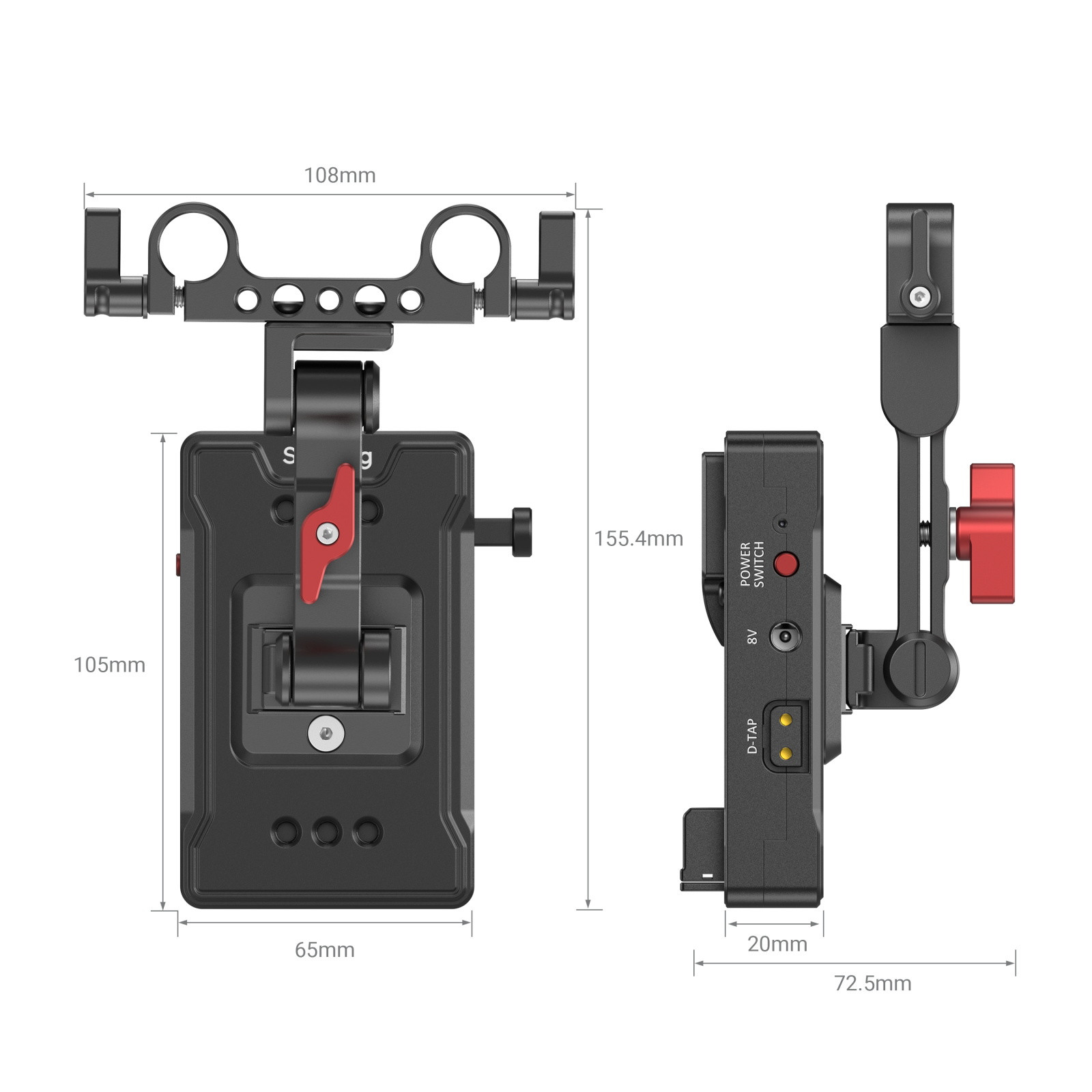 SmallRig V Mount Battery Adapter Plate (Basic Version) with Extension Arm 3499B