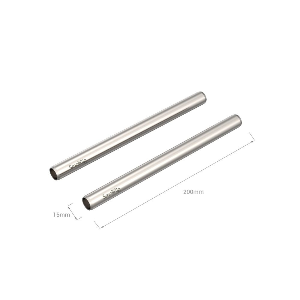 SmallRig 15mm Stainless Steel Rod - 20cm 8" (2pcs) 3683