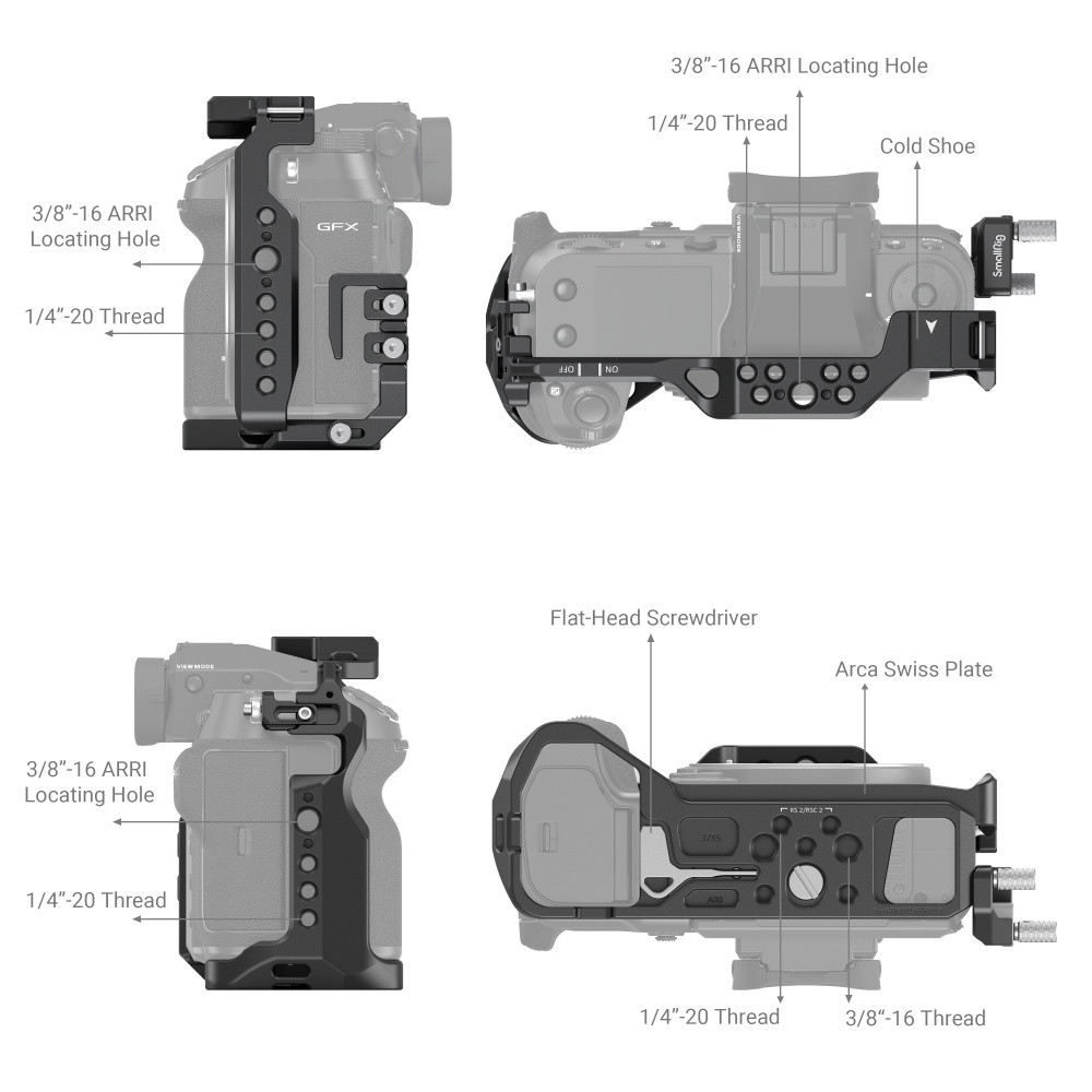 SmallRig Cage & Cable Clamp for FUJIFILM GFX100S/GFX50S II 3715