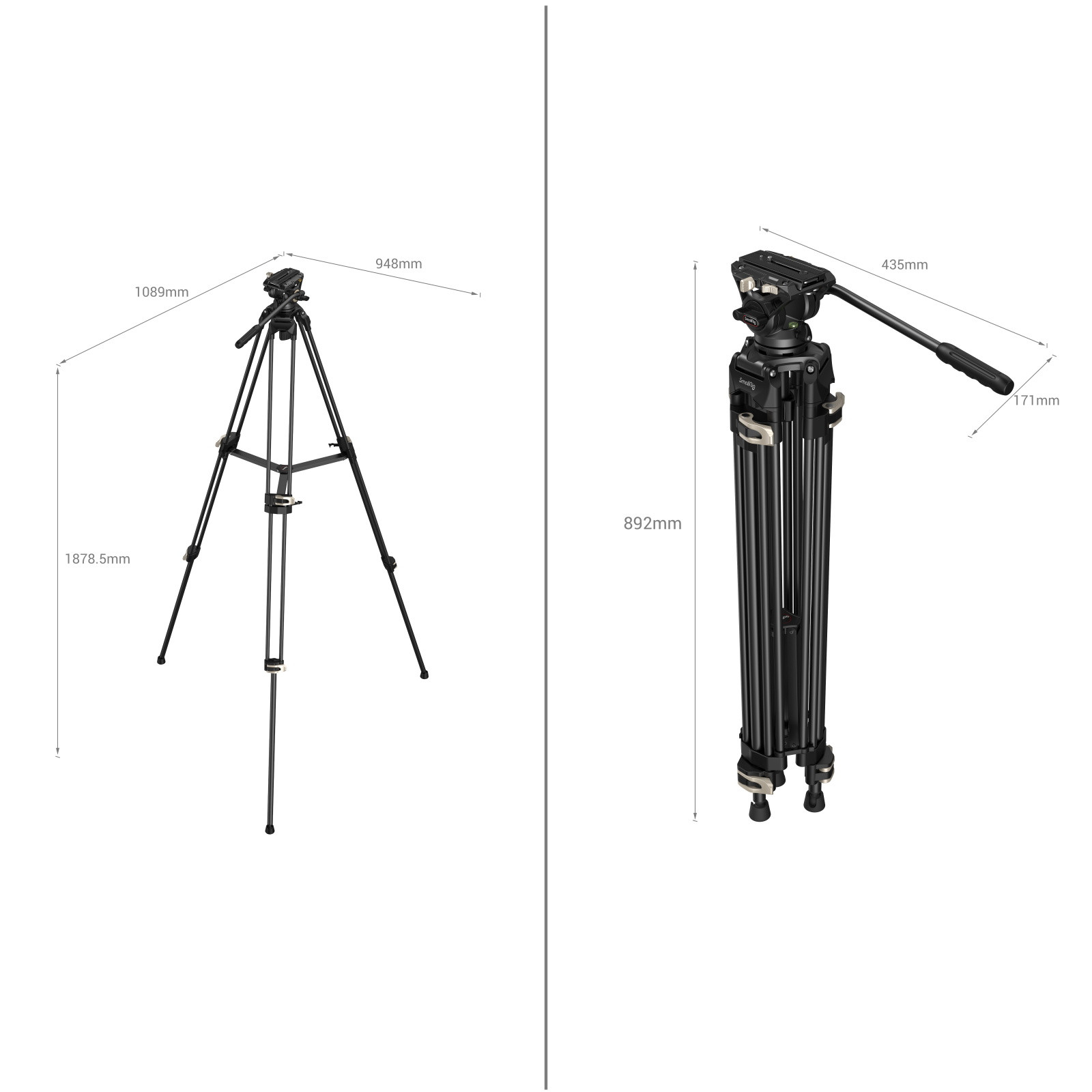 SmallRig Heavy-Duty Fluid Head Tripod AD-01 3751B