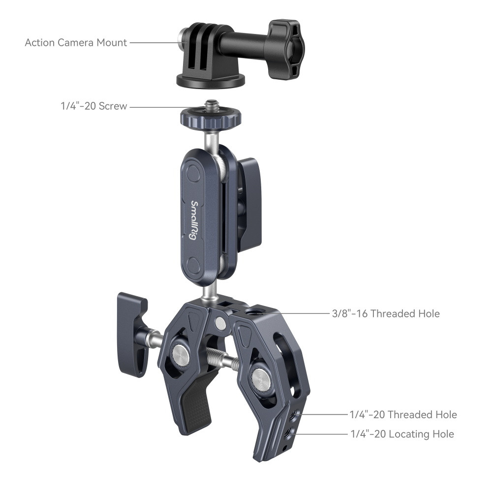 SmallRig Crab-Shaped Clamp with Ballhead Magic Arm 3757B