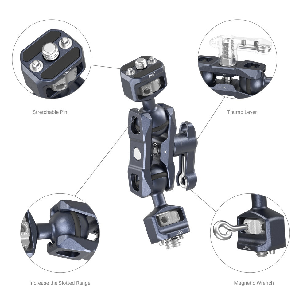 SmallRig Magic Arm with Dual Ball Heads (1/4”-20 Screw and ARRI locating Screw) 3874