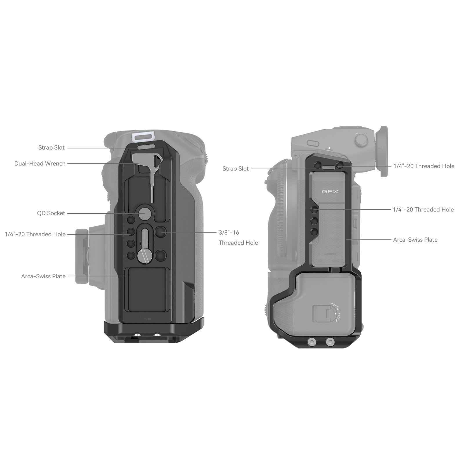 SmallRig Dedicated L Bracket for FUJIFILM GFX100 II with VG-GFX100ll Battery Grip 4203