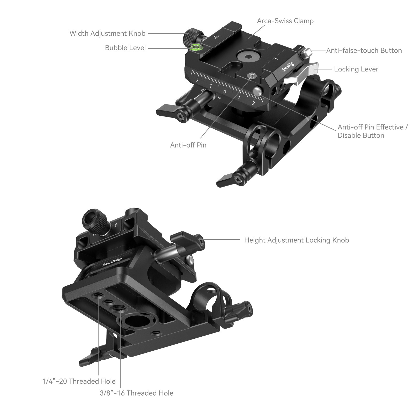 SmallRig Universal Arca-Swiss Height-Adjustable Mount Plate Kit 4233