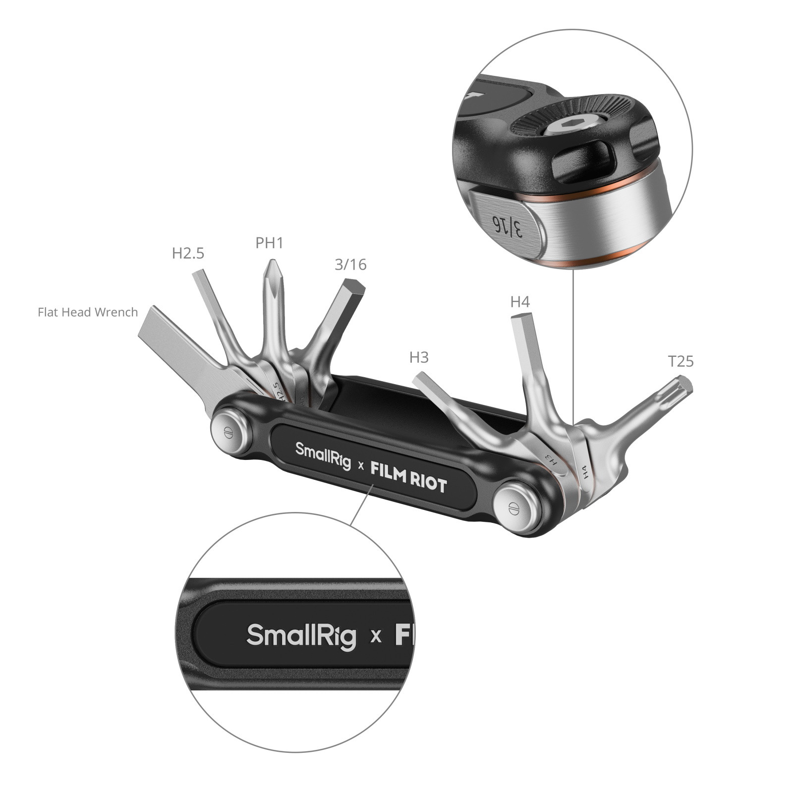 SmallRig x FILM RIOT 7-in-1 Folding Wrench Set with Multiple Angle Positioning (Red) 4811