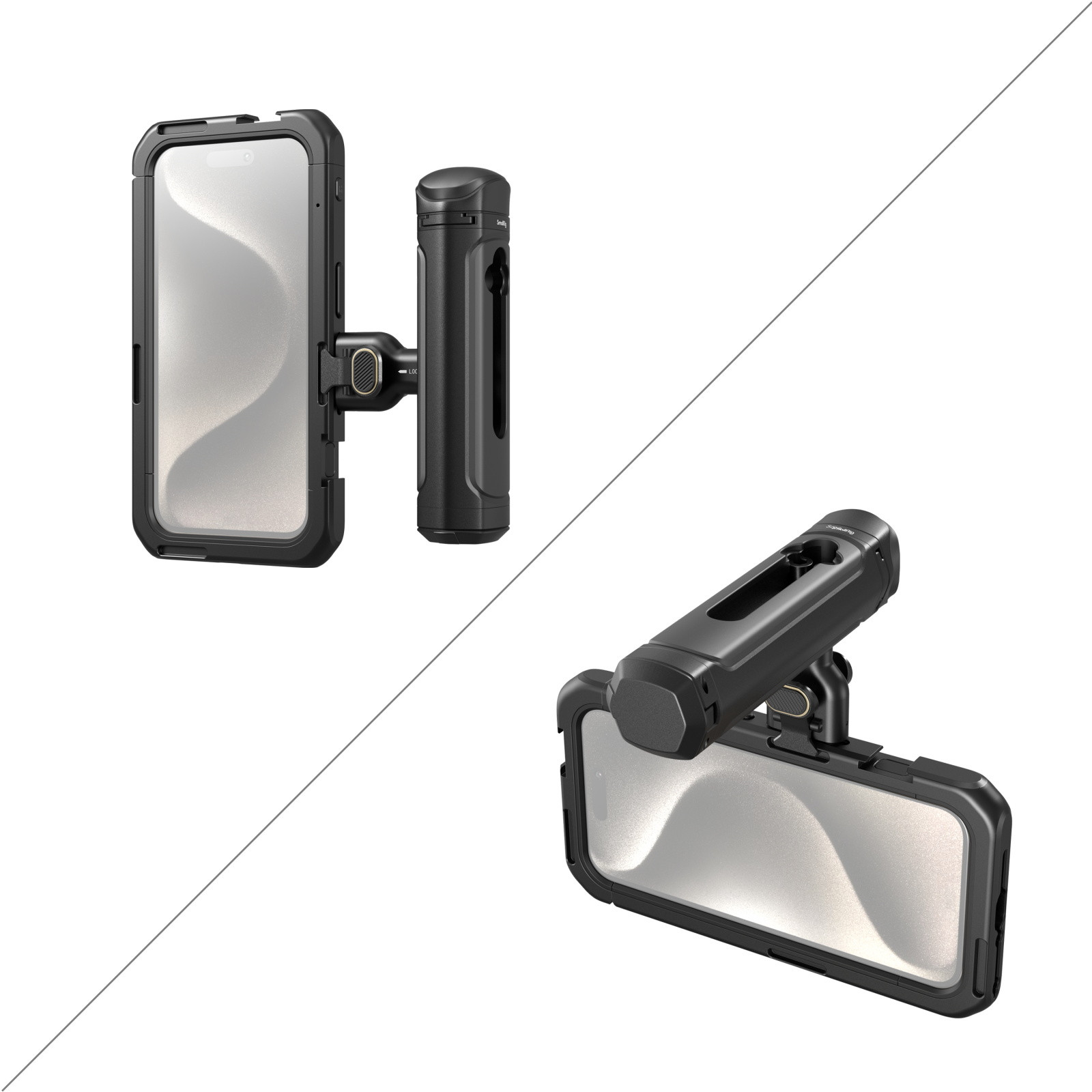 SMALLRIG 15 Pro Dual Handheld Phone Cage Kit Voor IPhone 15 Pro - Aluminium Video Rig Met Draadloze Handgrepen