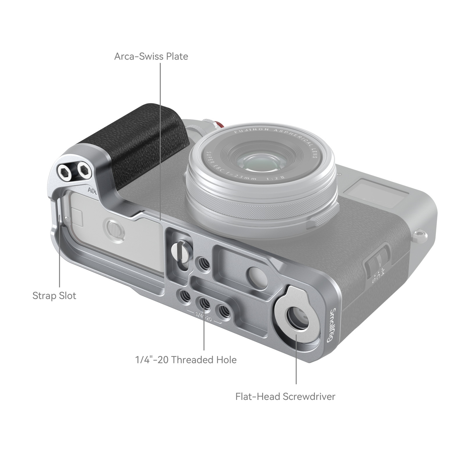SmallRig L-Shape Mount Plate with Handle for FUJIFILM X100VI / X100V (Sliver) 4555B