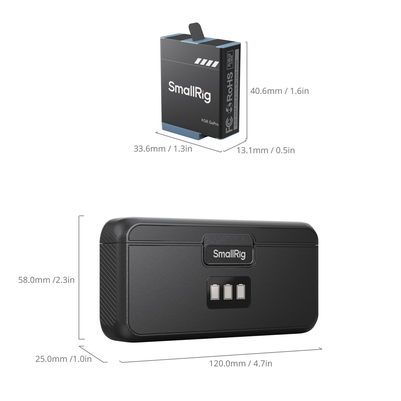 SmallRig Camera Battery and Charger Kit (For GoPro 9/10/11/12) 4565