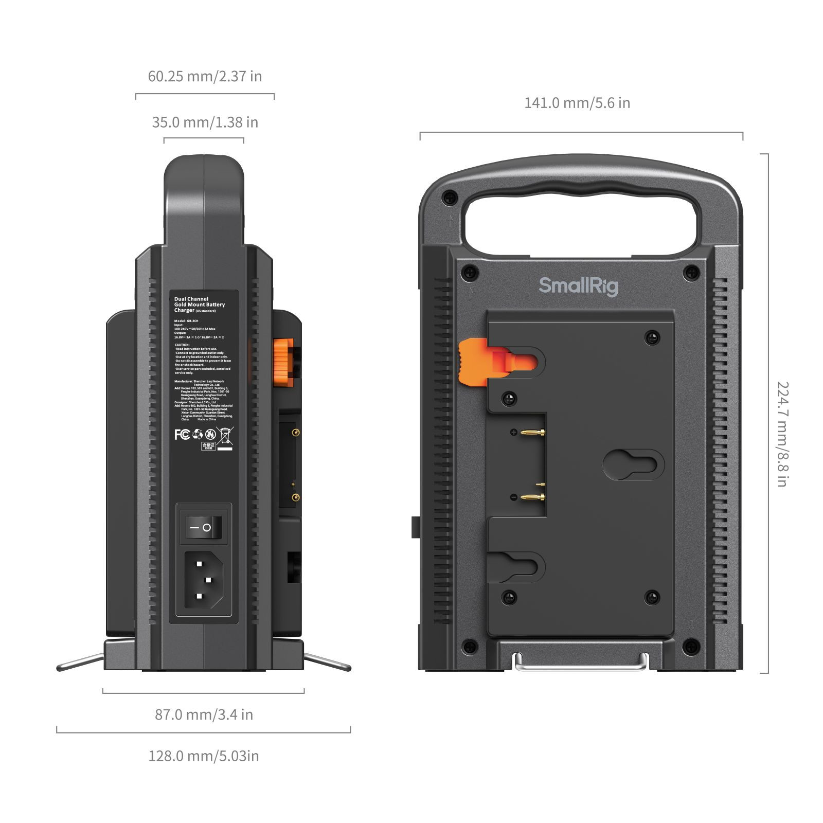 SmallRig Dual Channel Gold Mount Battery Charger (US standard) 4679