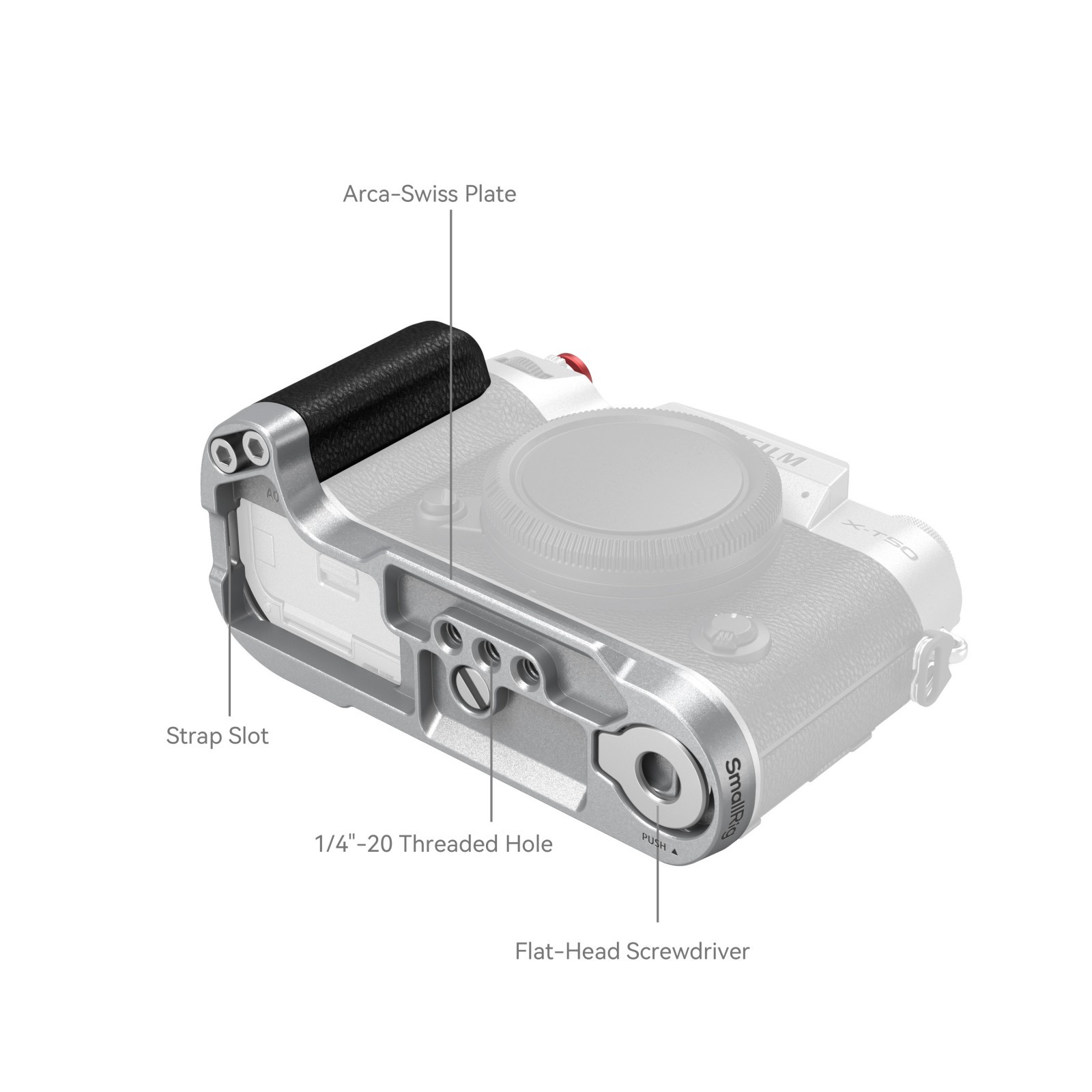 SmallRig L-Shape Mount Plate with Handle for FUJIFILM X-T50 (Silicone/Silver) 4713C