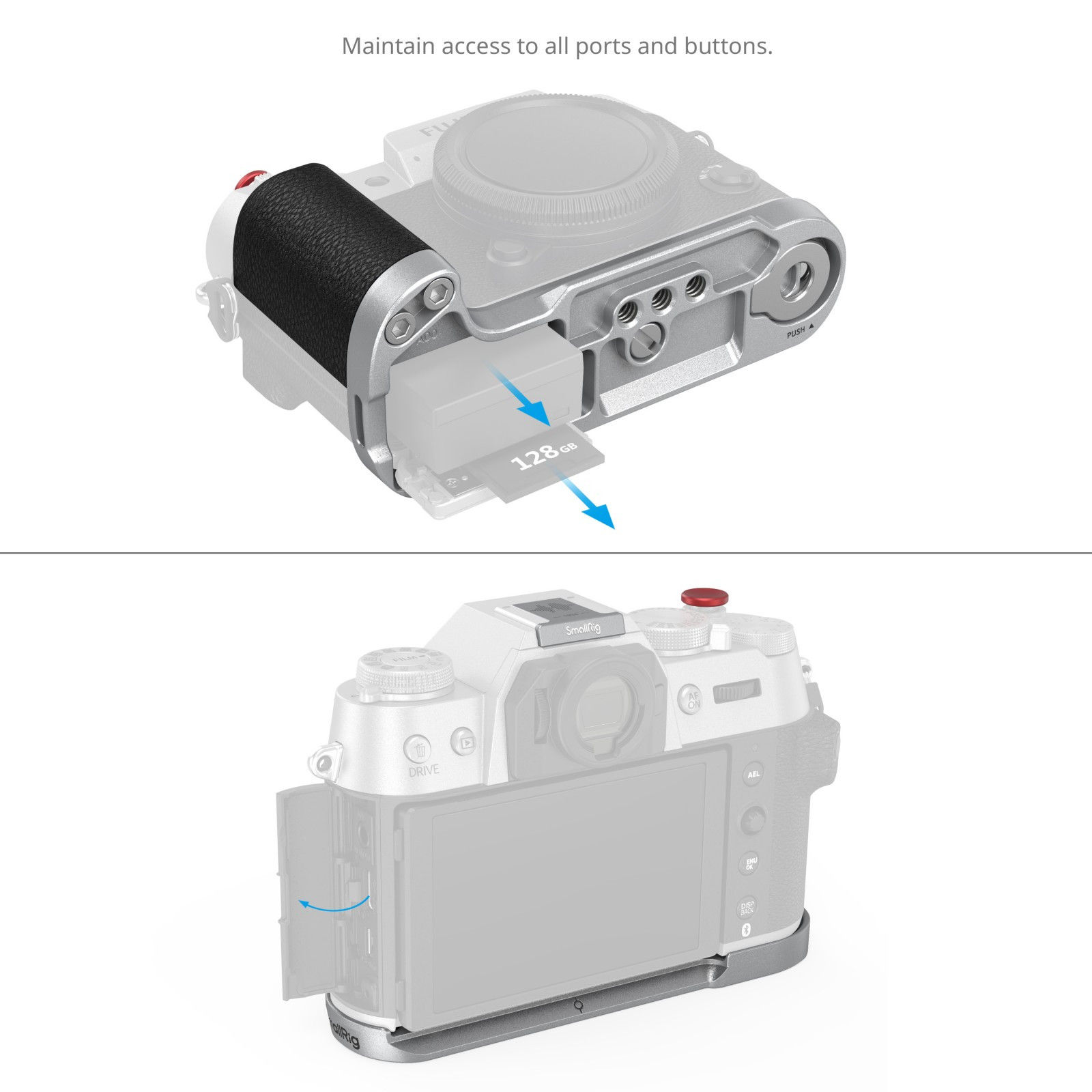 SmallRig L-Shape Mount Plate with Handle for FUJIFILM X-T50 (Silicone/Silver) 4713C