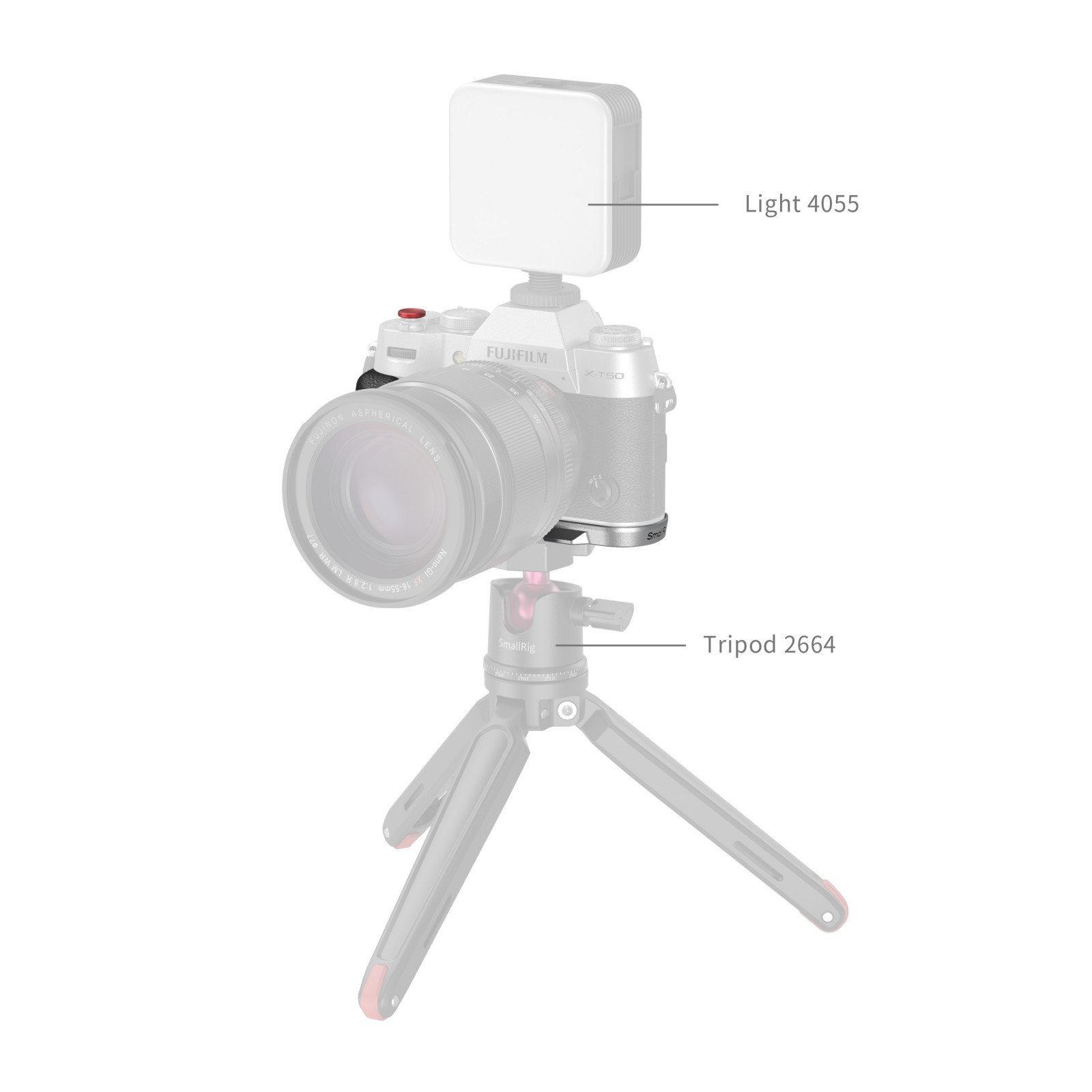 SmallRig L-Shape Mount Plate with Handle for FUJIFILM X-T50 (Silicone/Silver) 4713C