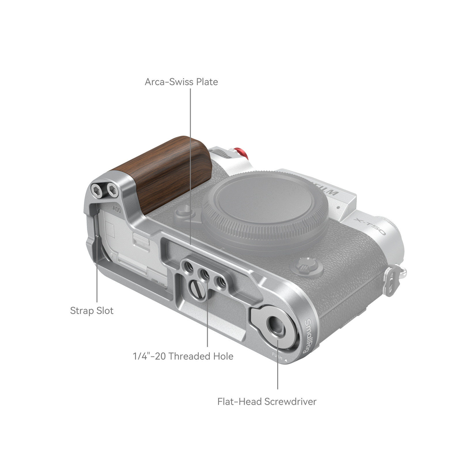 SmallRig L-Shape Mount Plate with Handle for FUJIFILM X-T50 (Silver) 4735B