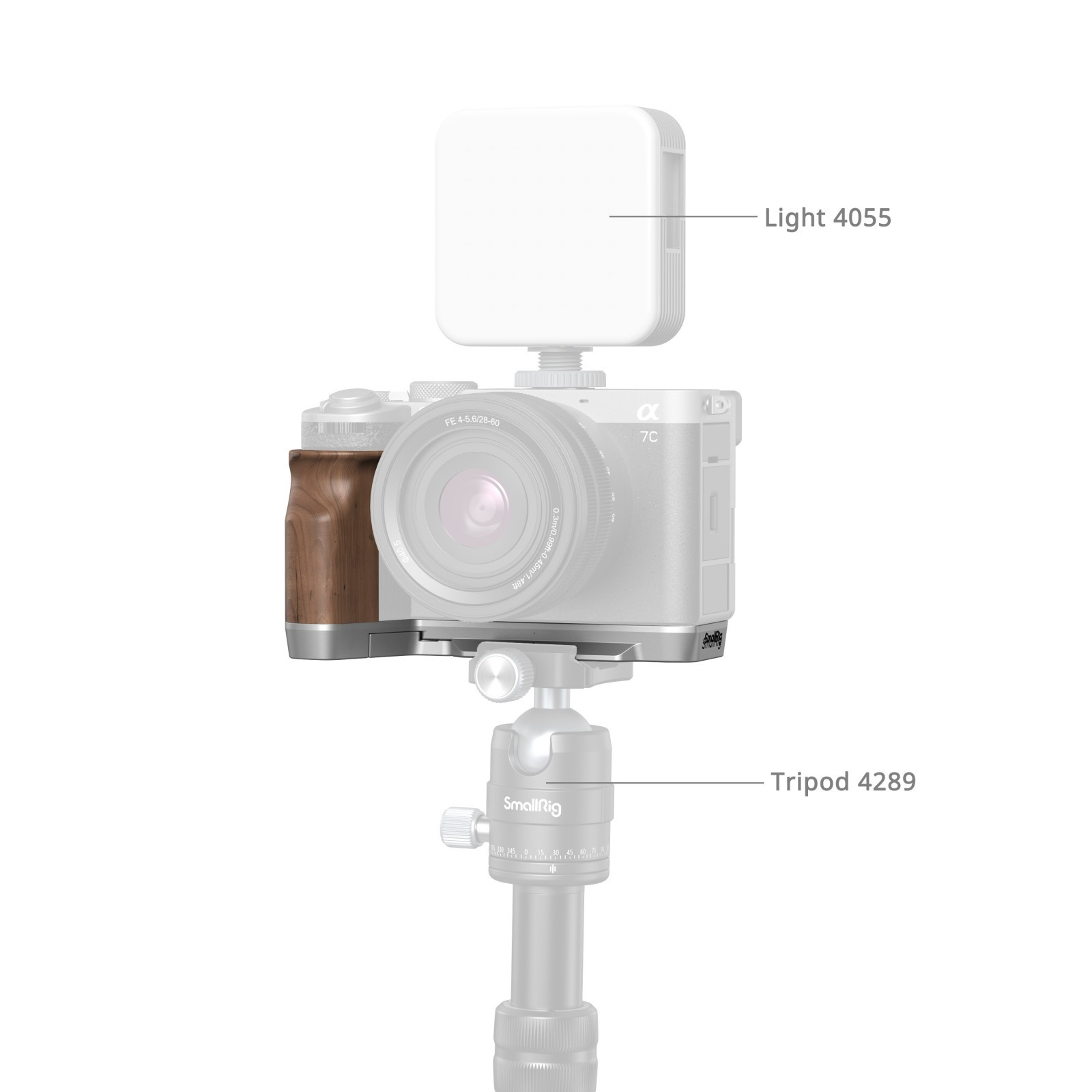 SmallRig L-Shape Mount Plate with Wooden Handle for Sony Alpha 7C II / Alpha 7CR 4796B