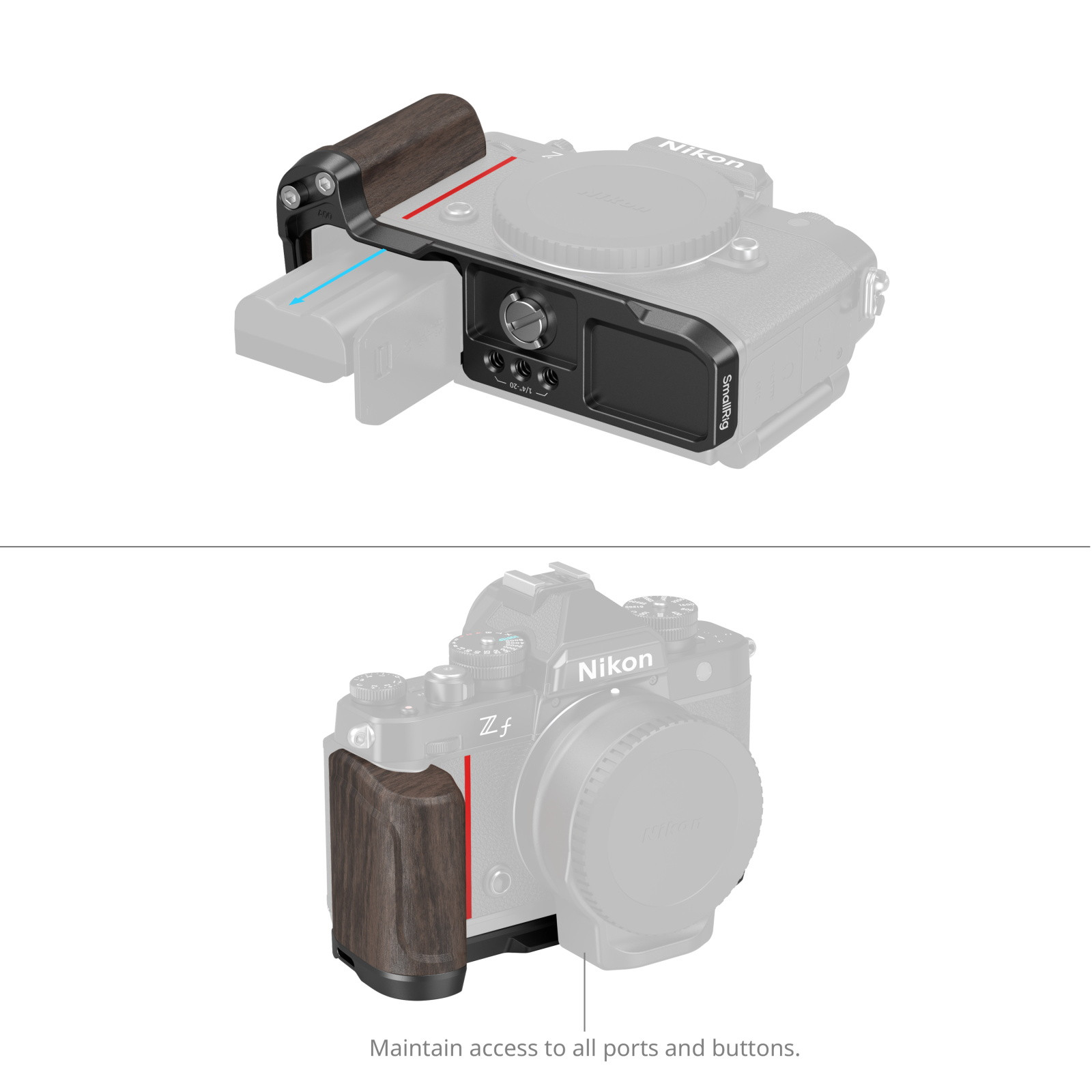SmallRig L-Shape Mount Plate with Wooden Handle for Nikon Z f 4801