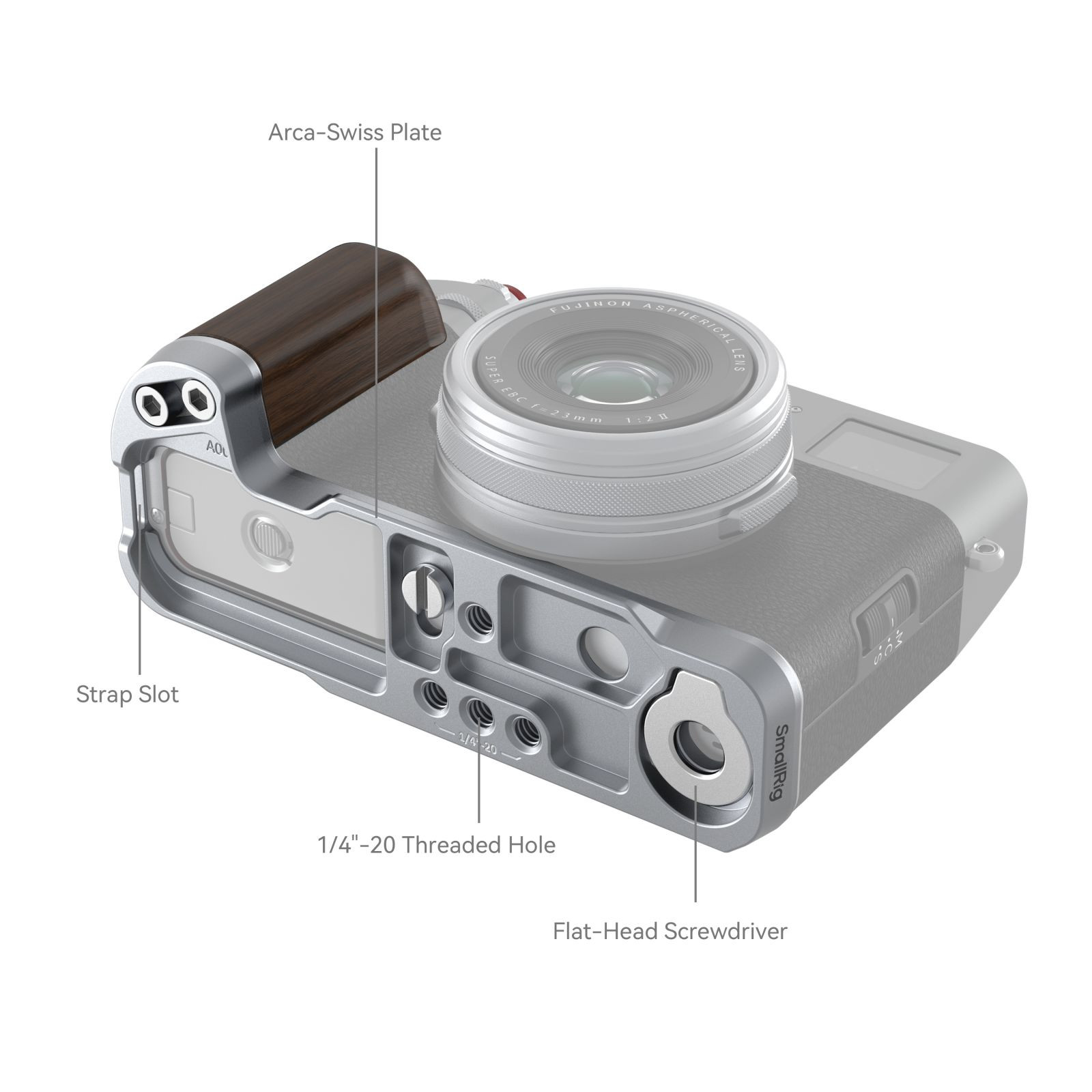 SmallRig Wooden L-Shape Grip for FUJIFILM X100VI / X100V (Sliver) 4804