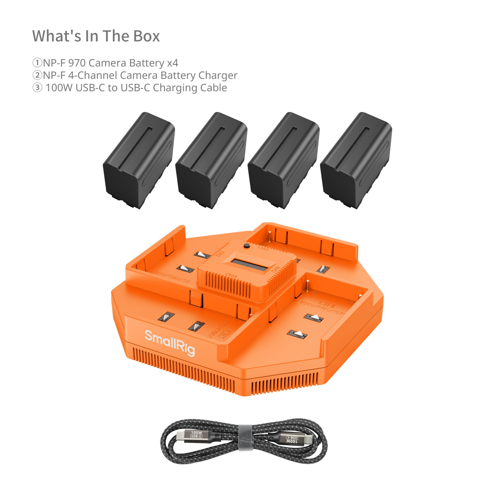 SmallRig 4-Channel Camera Battery Charger & 4-Battery Kit for Sony NP-F970 4834
