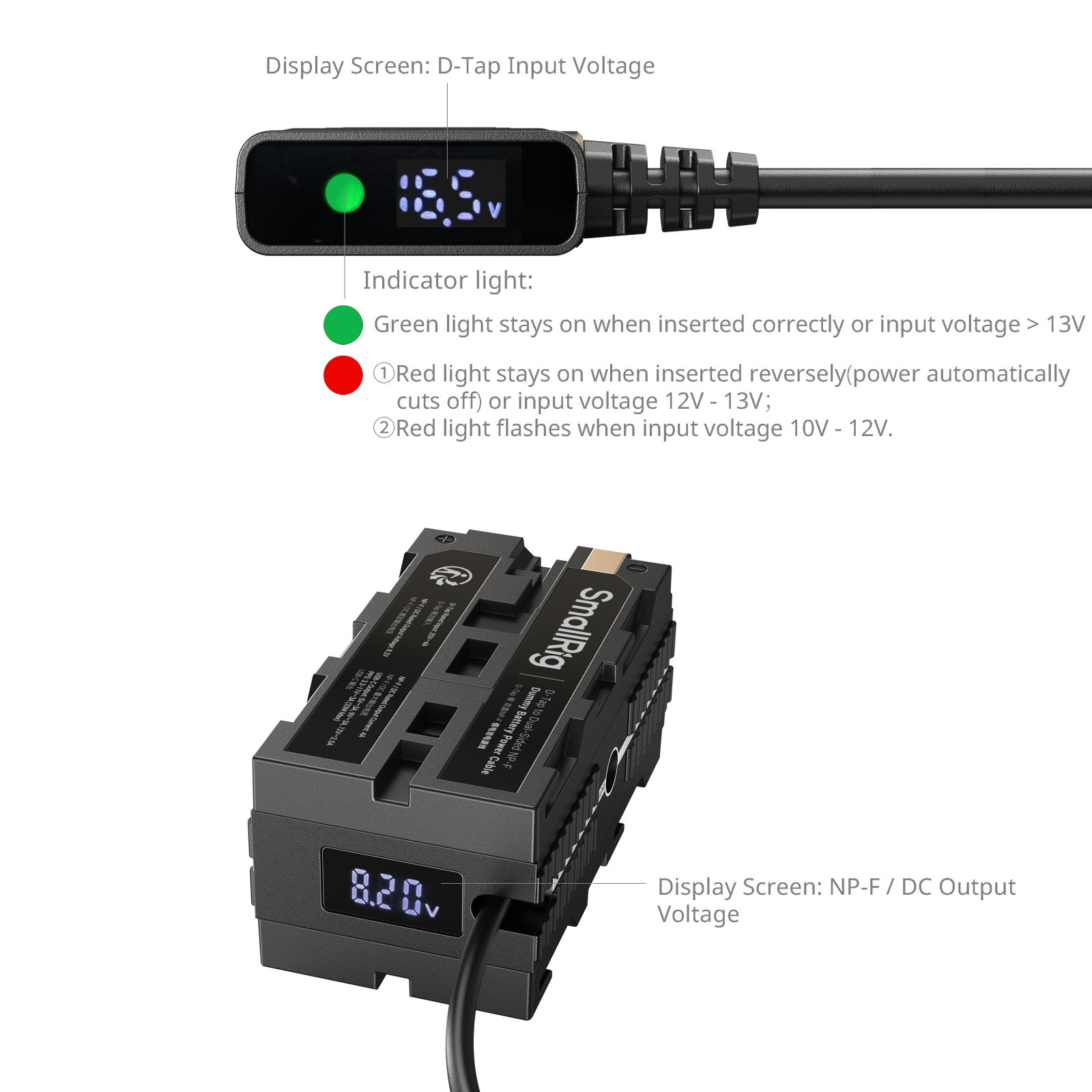 SmallRig D-Tap to Dual-Sided NP-F Dummy Battery Power Cable 4884
