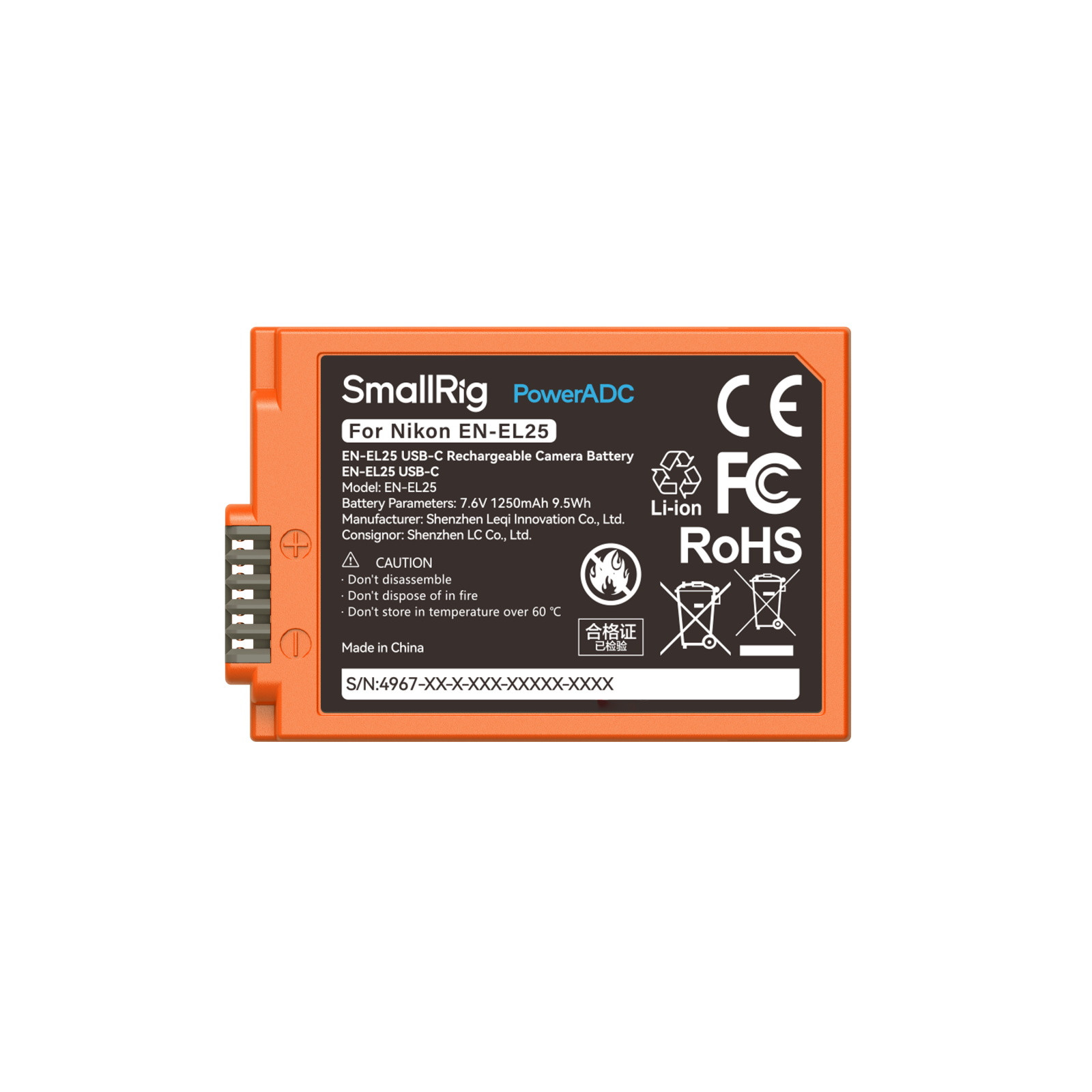 SmallRig EN-EL25 USB-C Rechargeable Camera Battery (Orange) 4967