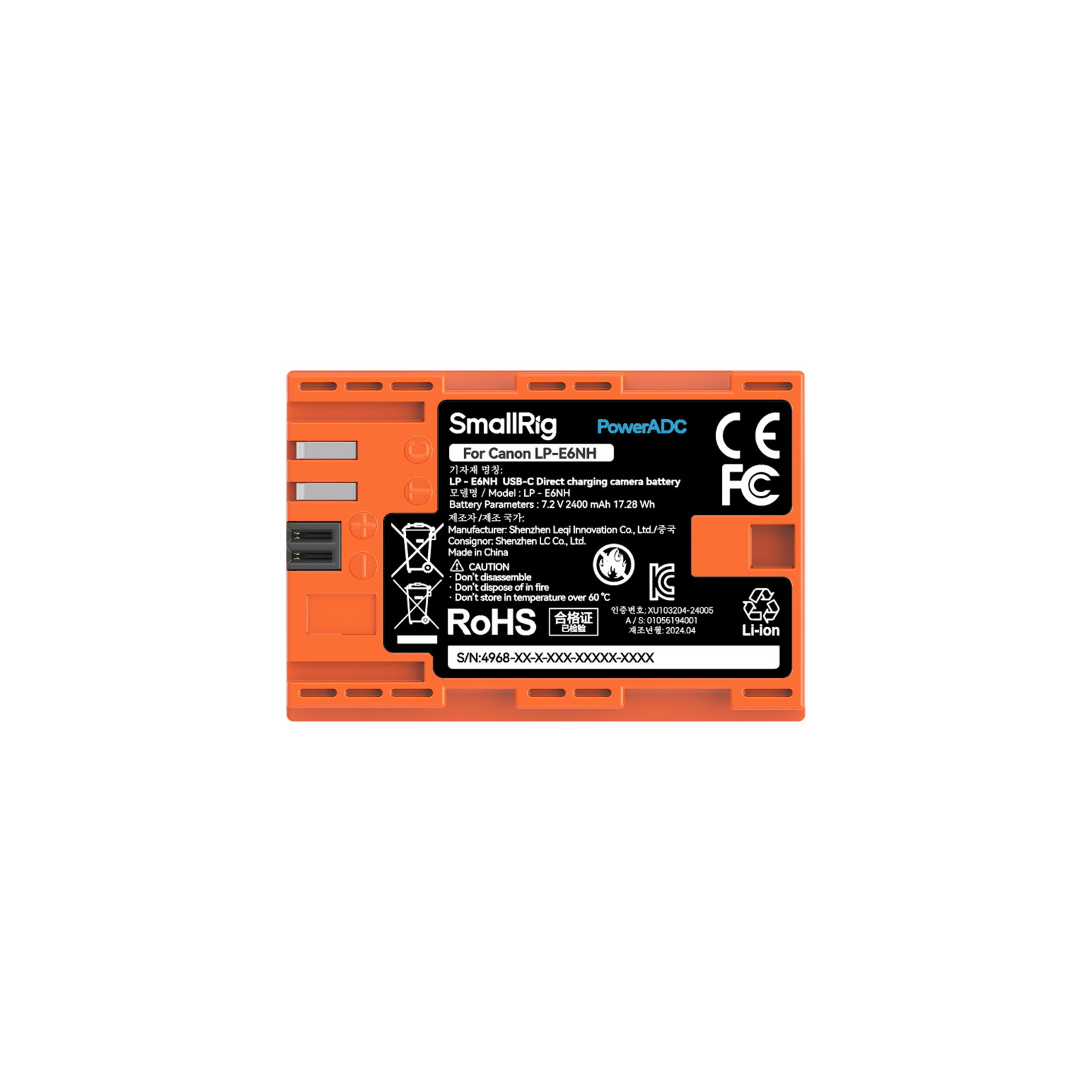 SmallRig LP-E6NH USB-C Rechargeable Camera Battery (Orange) 4968