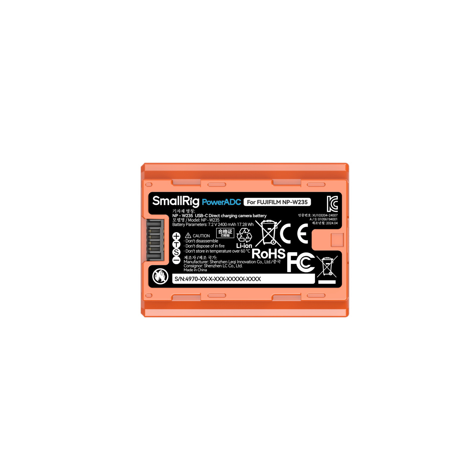 SmallRig USB-C Rechargeable Camera Battery for Fujifilm NP-W235 (Orange) 4970