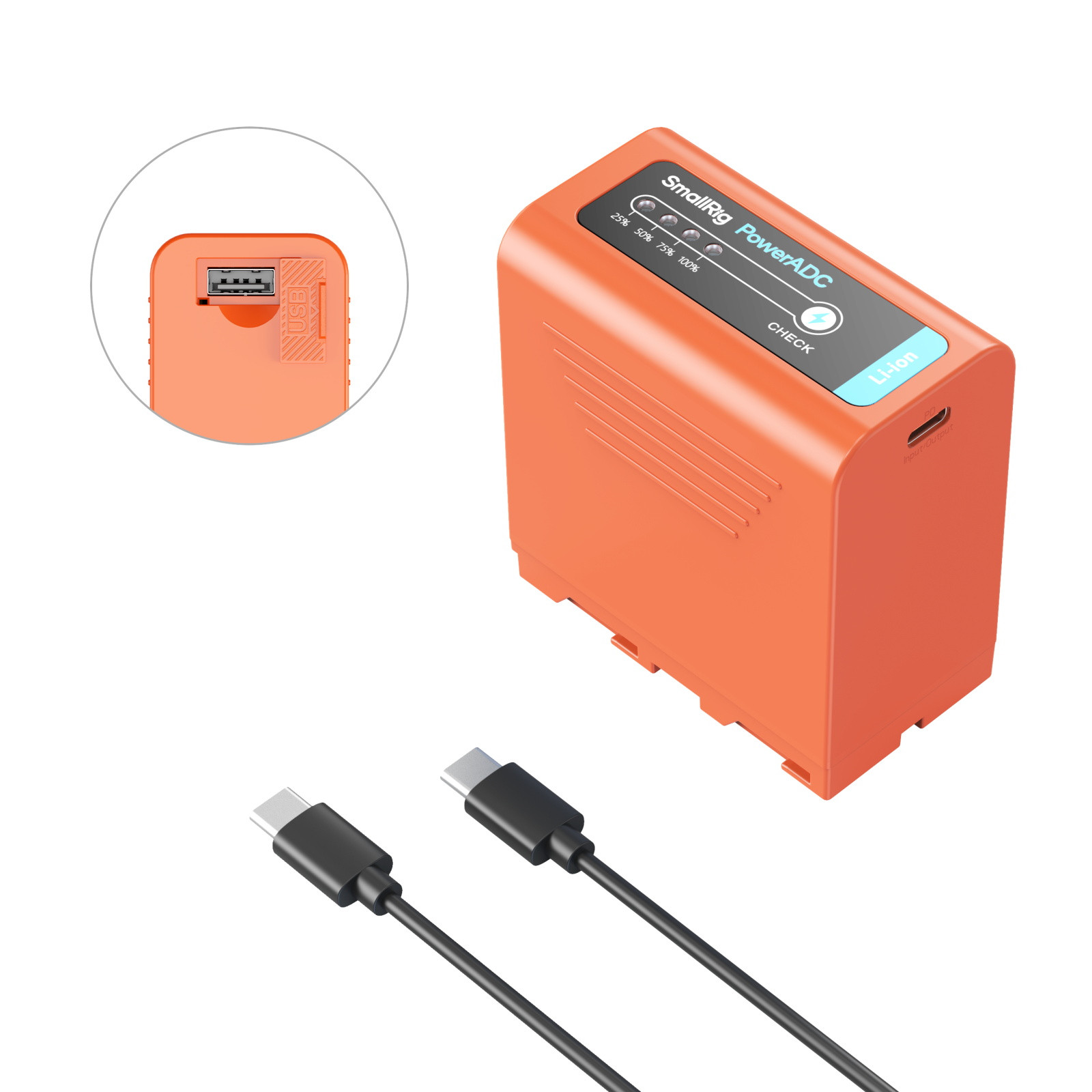 SmallRig USB-C Rechargeable Camera Battery for Sony NP-F970 (Orange) 4972