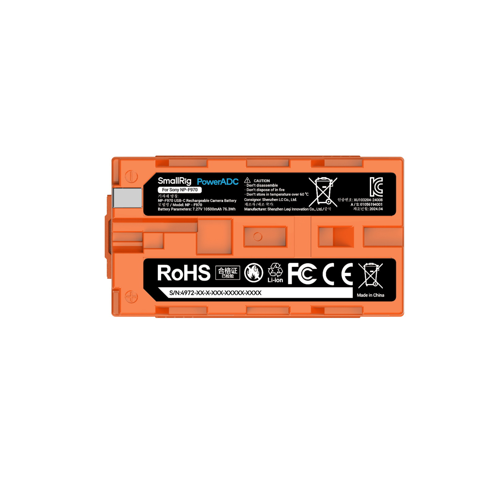 SmallRig USB-C Rechargeable Camera Battery for Sony NP-F970 (Orange) 4972