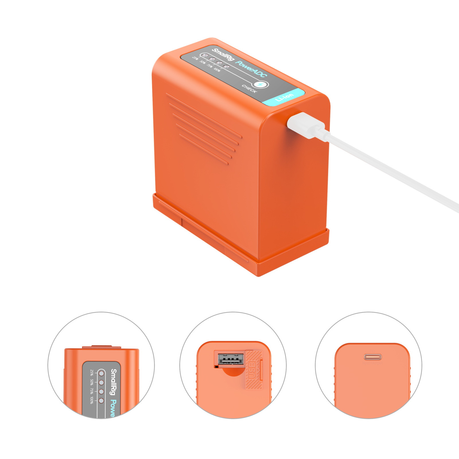 SmallRig USB-C Rechargeable Camera Battery for Sony NP-F970 (Orange) 4972