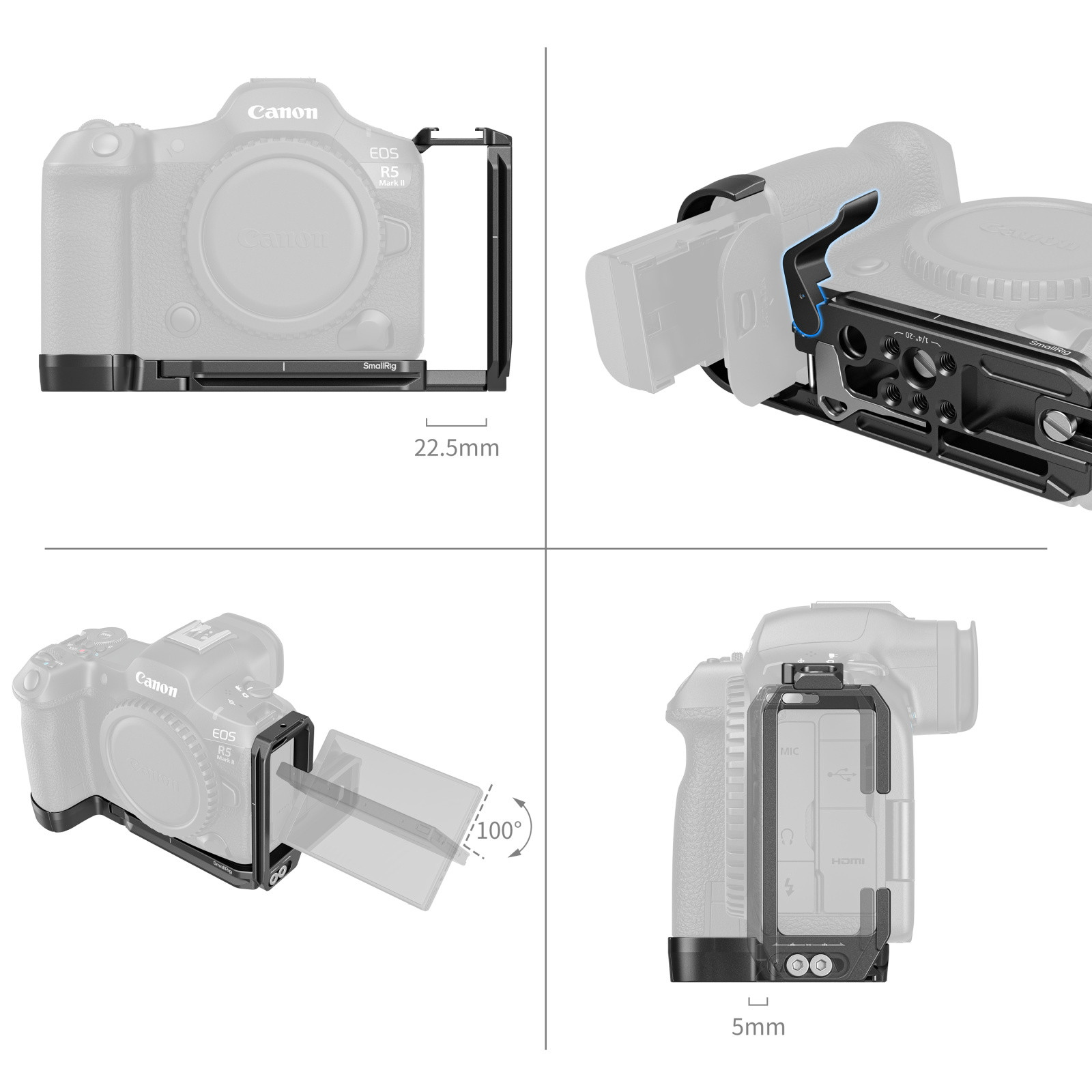 SmallRig L-Shaped Mount Plate for Canon EOS R5 Mark II 4983B