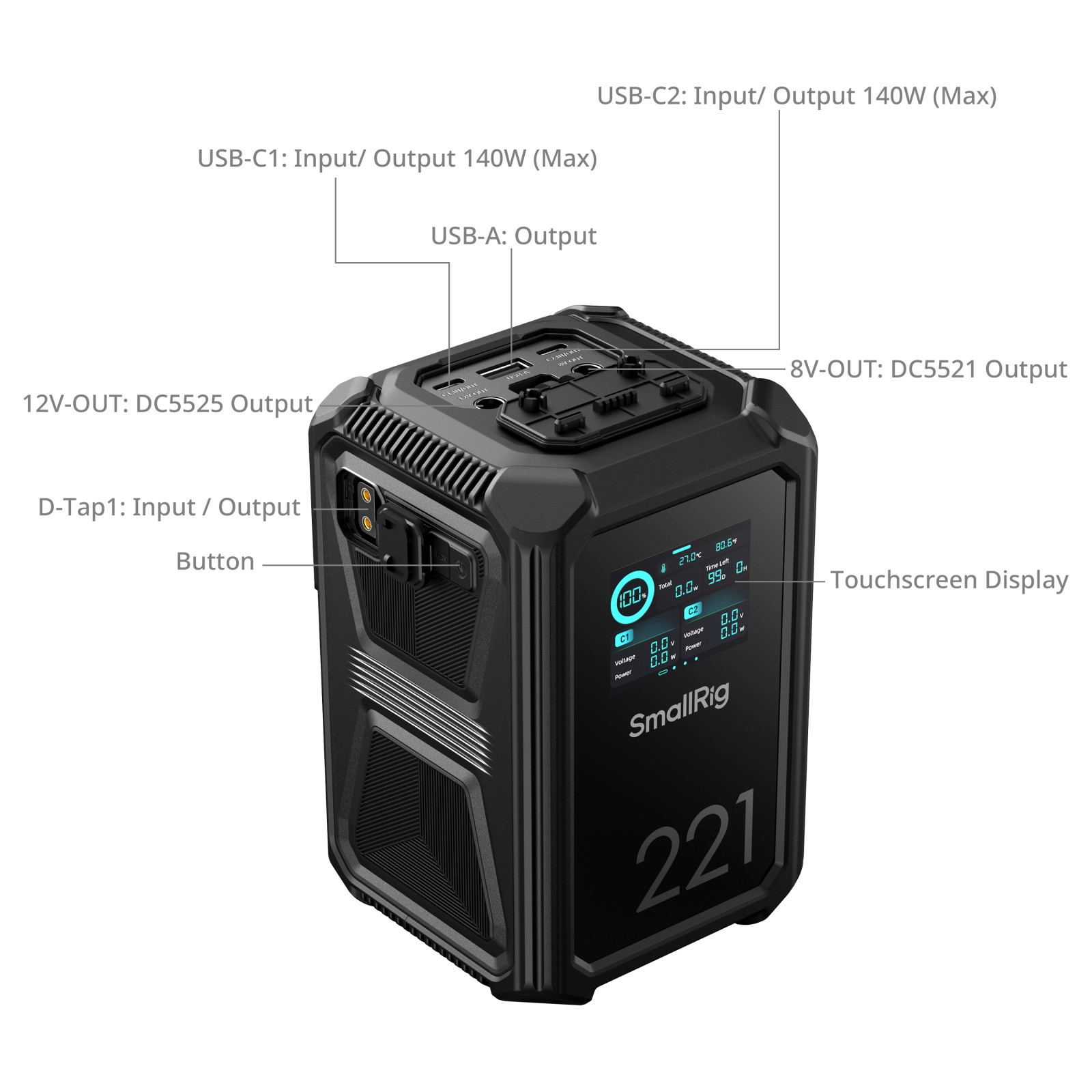 SmallRig X-Touch Smart Triple-Proof (1.5m / 4.9ft Drop-Resistant, IP54 Waterproof / Dustproof) V-Mount Battery X221 4985