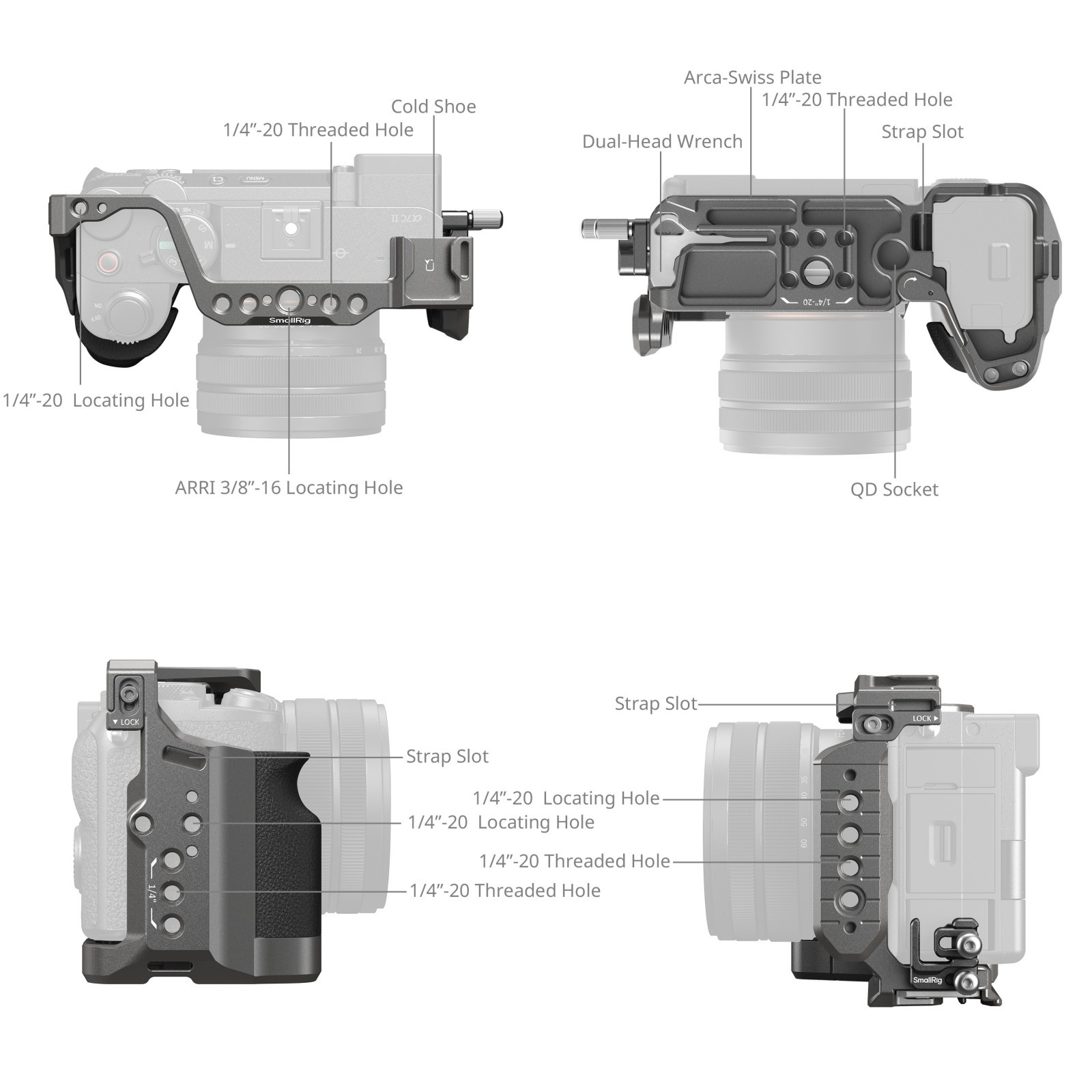 SmallRig “HawkLock” Quick Release Cage Kit with Silicone Handle for Sony Alpha 7C II / 7CR 5198