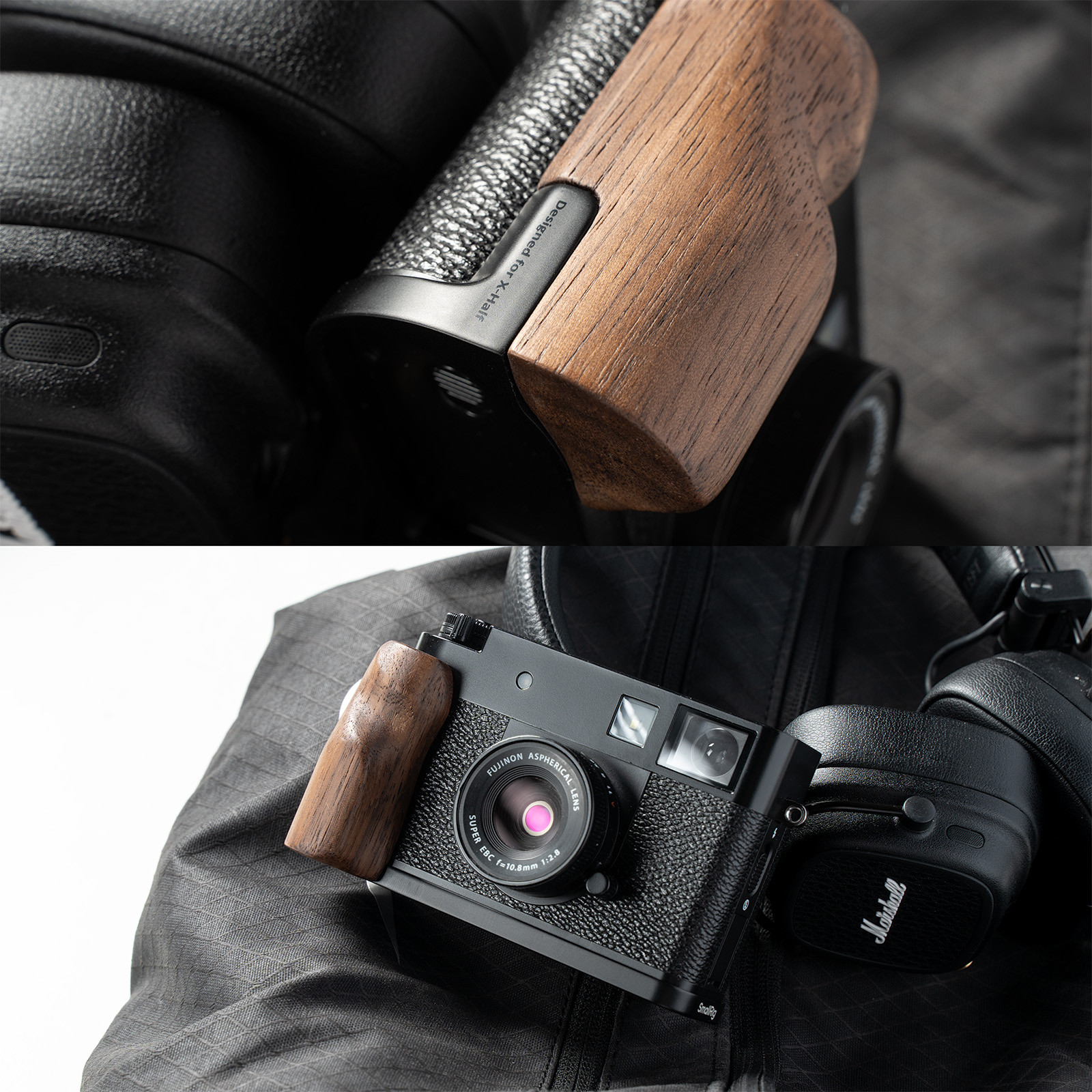SmallRig L-Shaped Mount Plate with Wooden Handle for FUJIFILM X half (Black) 5224