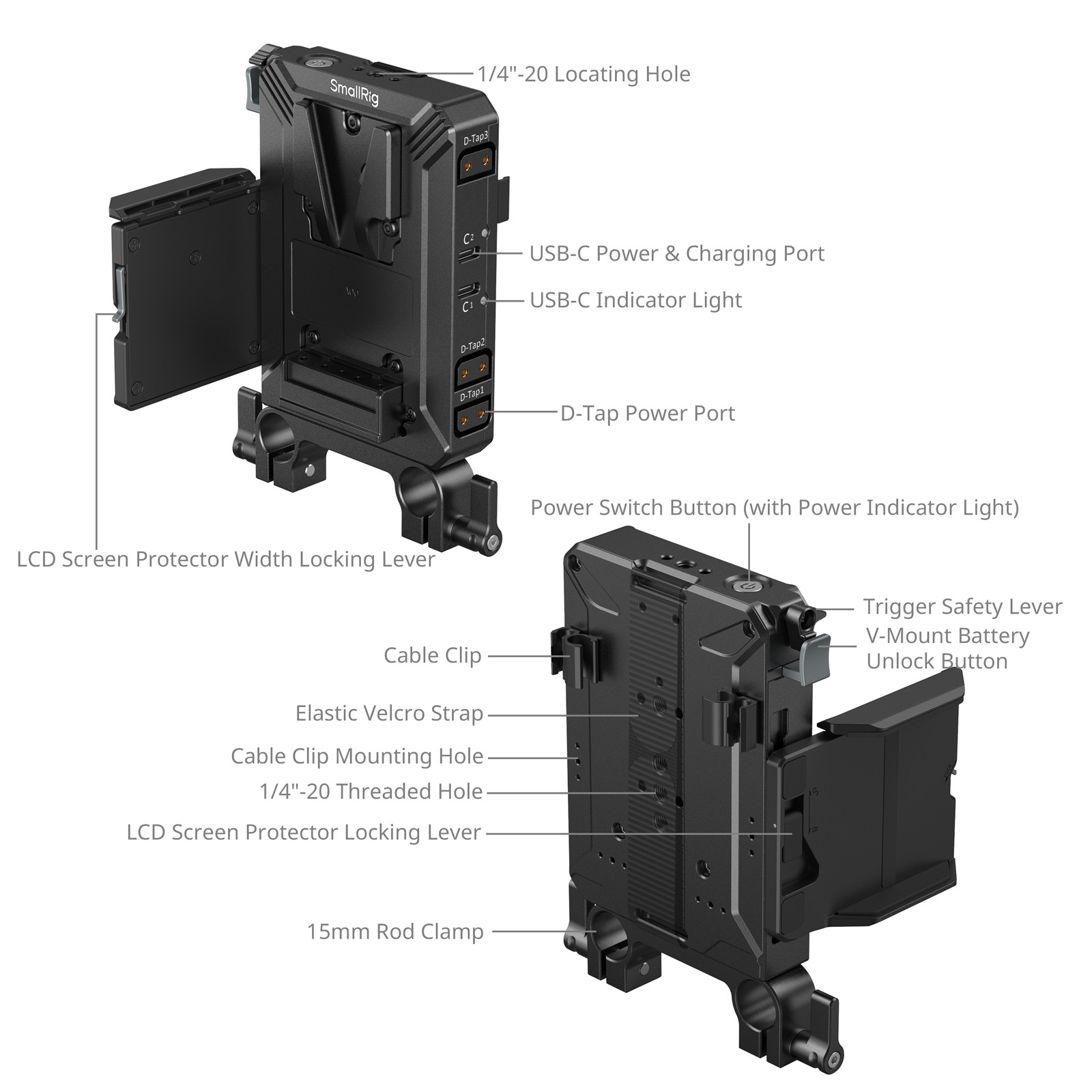 SmallRig V-Mount Battery Mount Plate Kit for 15mm LWS Rods 5226