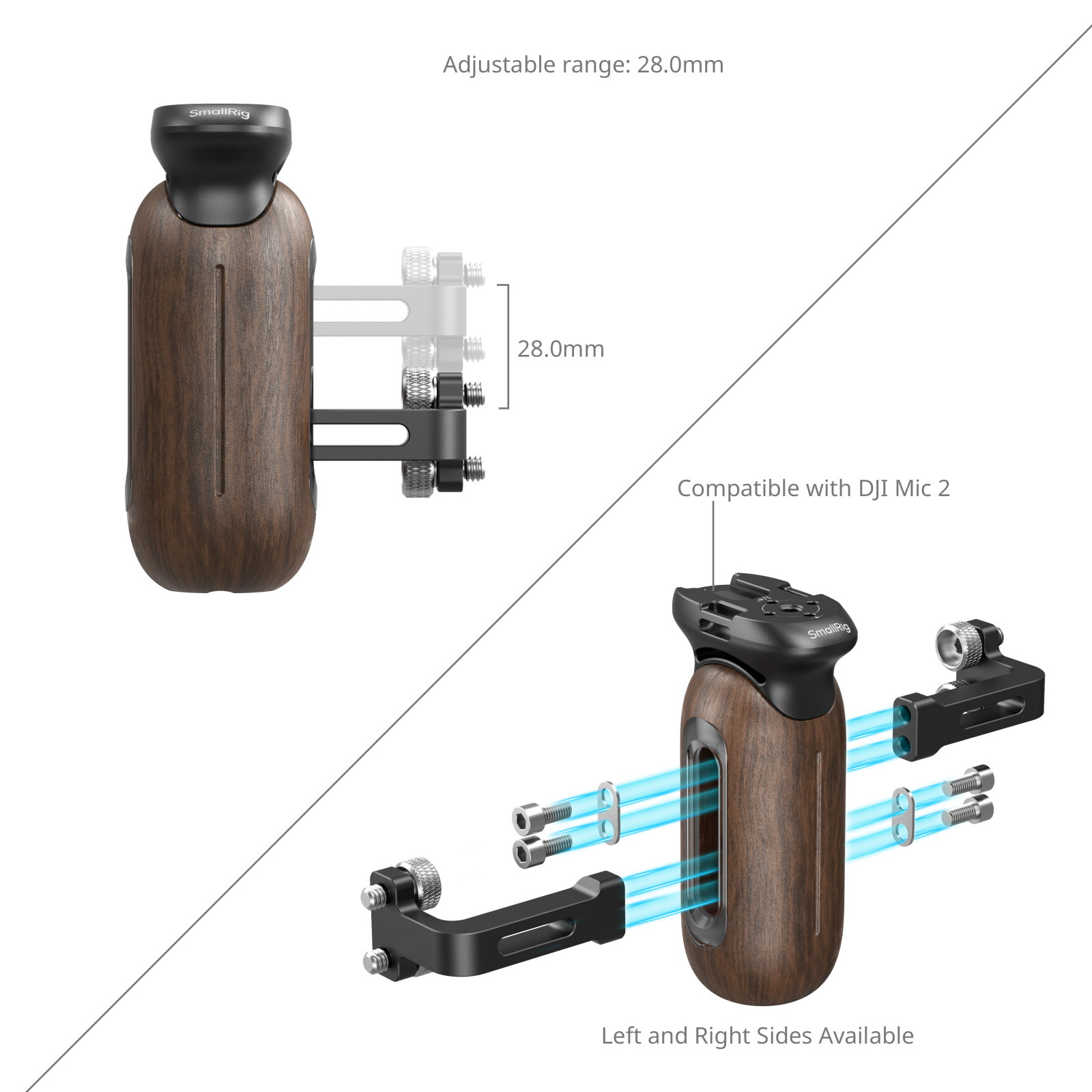 SmallRig Wooden Side Handle with 1/4"-20 Screws 5237