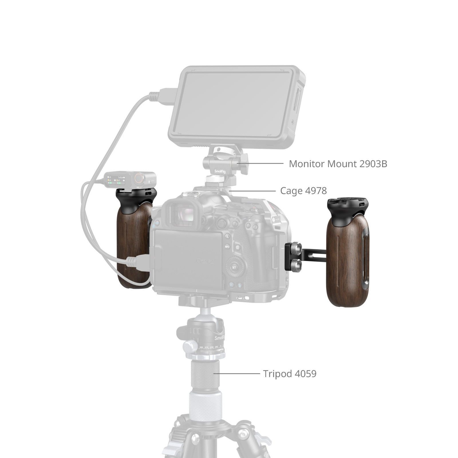 SmallRig Wooden Side Handle with 1/4"-20 Screws 5237