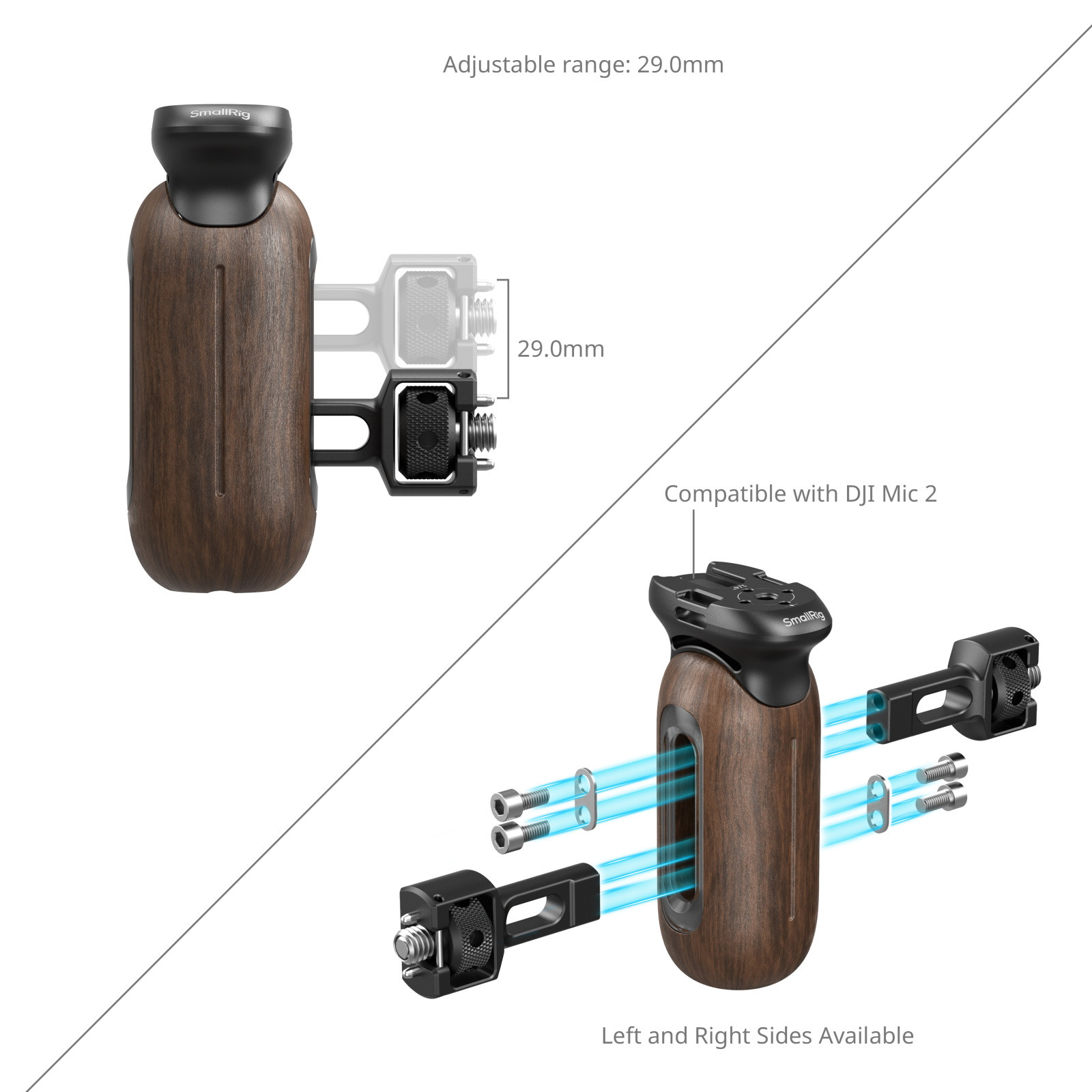SmallRig Wooden Side Handle with 1/4"-20 & 3/8''-16 ARRI Locating Screws 5238
