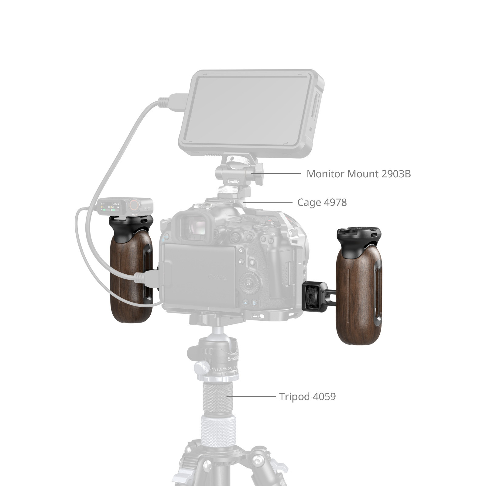 SmallRig Wooden Side Handle with 1/4"-20 & 3/8''-16 ARRI Locating Screws 5238